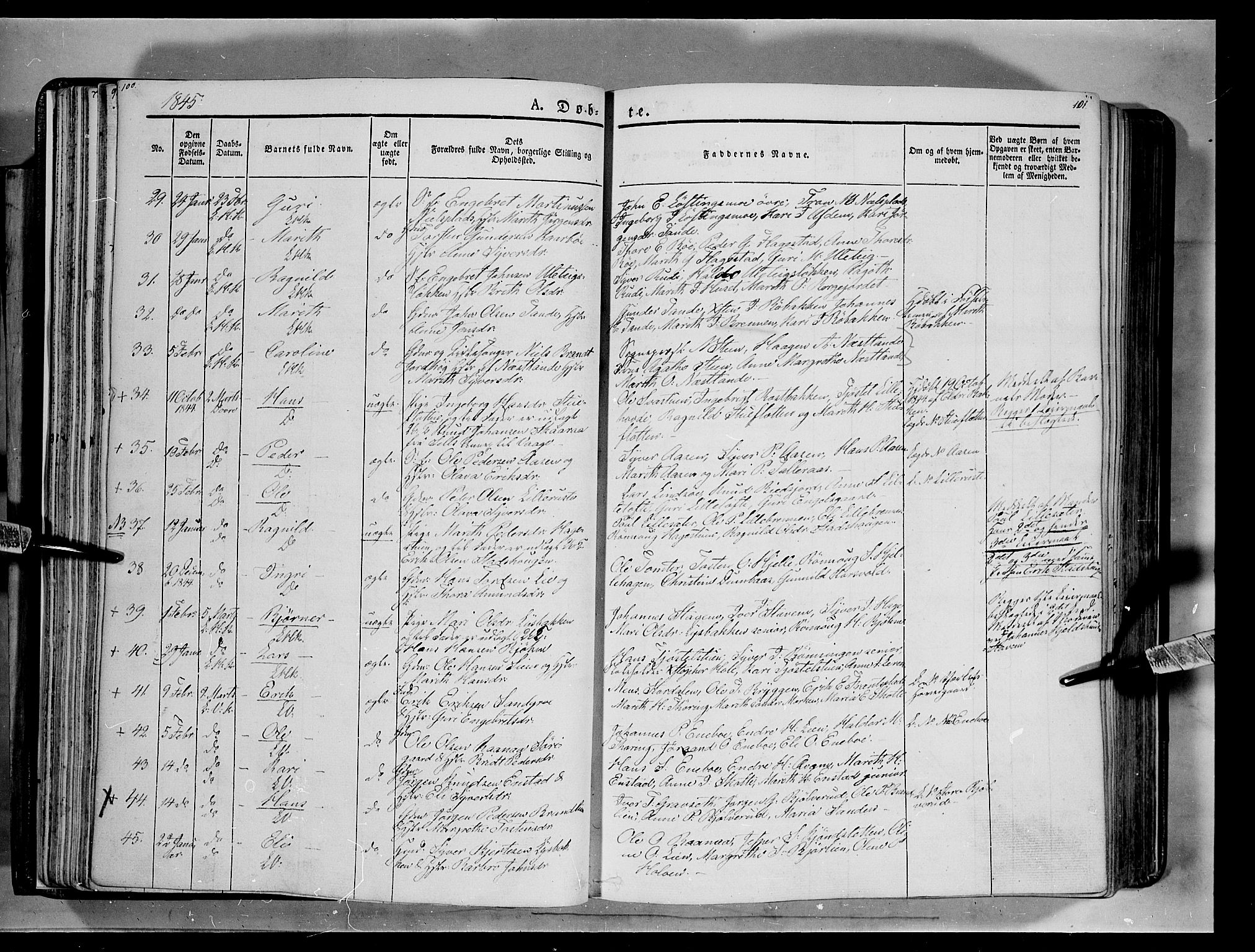 Lesja prestekontor, AV/SAH-PREST-068/H/Ha/Haa/L0006: Ministerialbok nr. 6A, 1843-1854, s. 100-101