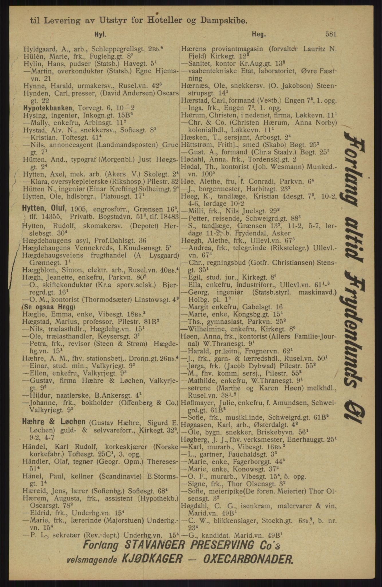 Kristiania/Oslo adressebok, PUBL/-, 1913, s. 593