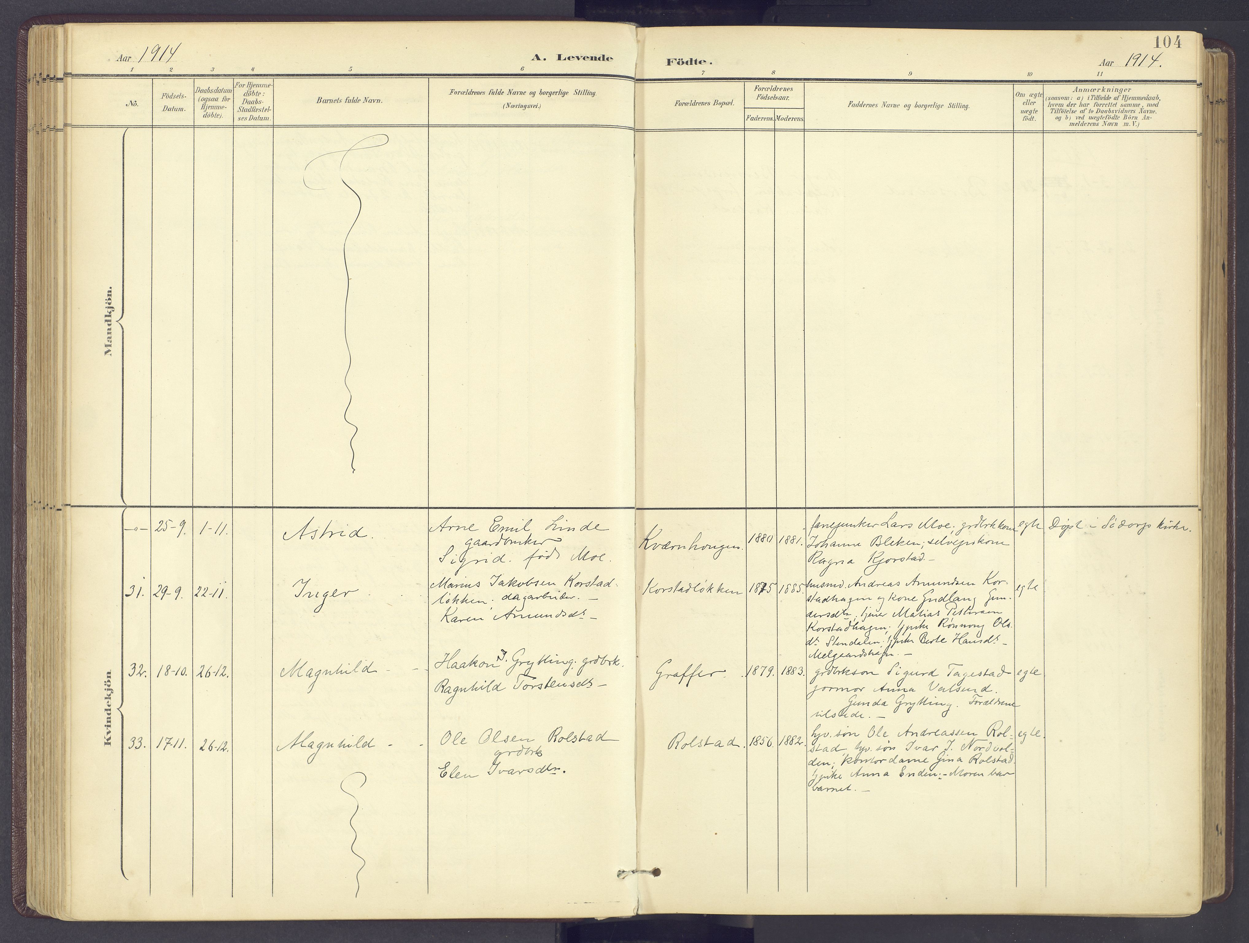 Sør-Fron prestekontor, AV/SAH-PREST-010/H/Ha/Haa/L0004: Ministerialbok nr. 4, 1898-1919, s. 104