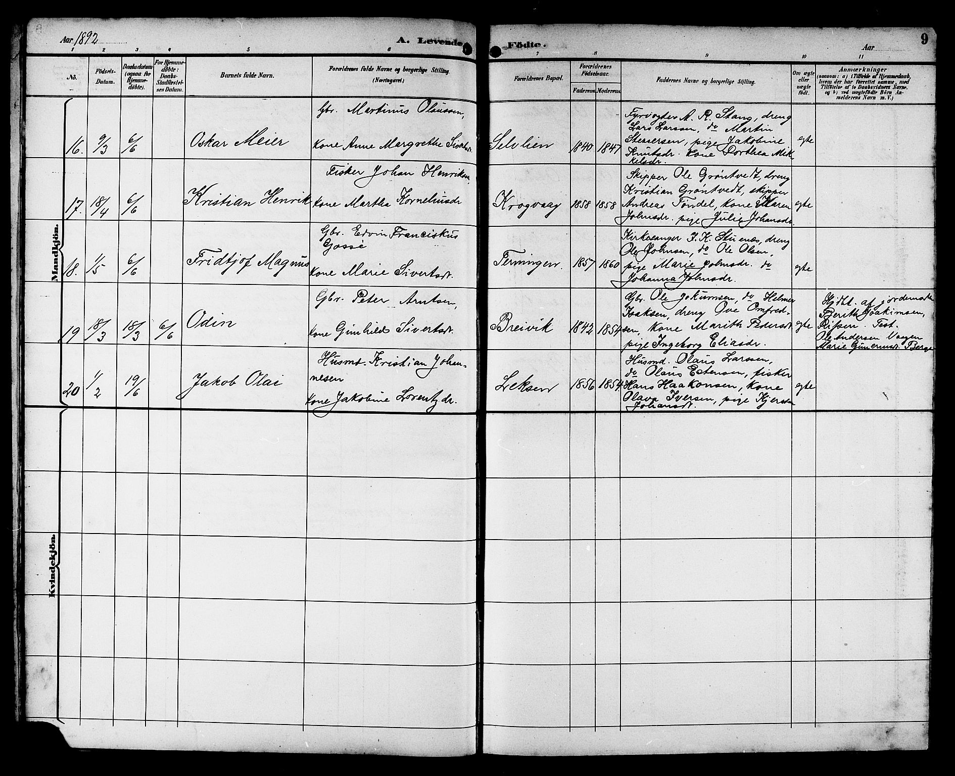 Ministerialprotokoller, klokkerbøker og fødselsregistre - Sør-Trøndelag, AV/SAT-A-1456/662/L0757: Klokkerbok nr. 662C02, 1892-1918, s. 9