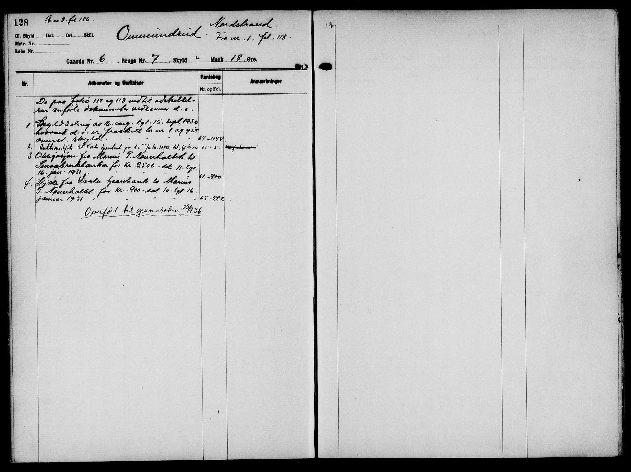 Solør tingrett, AV/SAH-TING-008/H/Ha/Hak/L0001: Panteregister nr. I, 1900-1935, s. 128