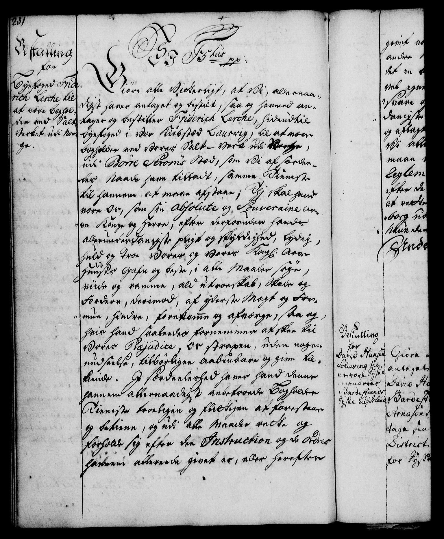 Rentekammeret, Kammerkanselliet, AV/RA-EA-3111/G/Gg/Gge/L0003: Norsk bestallingsprotokoll med register (merket RK 53.27), 1745-1761, s. 231