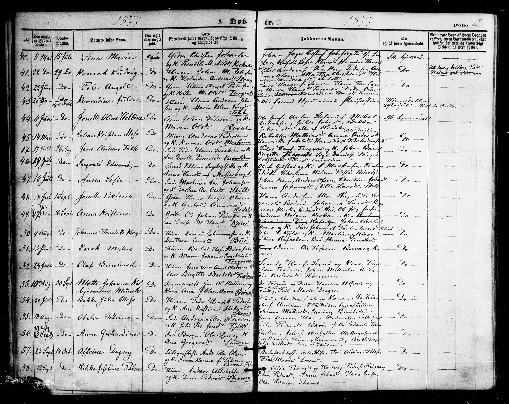 Ministerialprotokoller, klokkerbøker og fødselsregistre - Nordland, AV/SAT-A-1459/813/L0199: Ministerialbok nr. 813A09, 1875-1885, s. 12