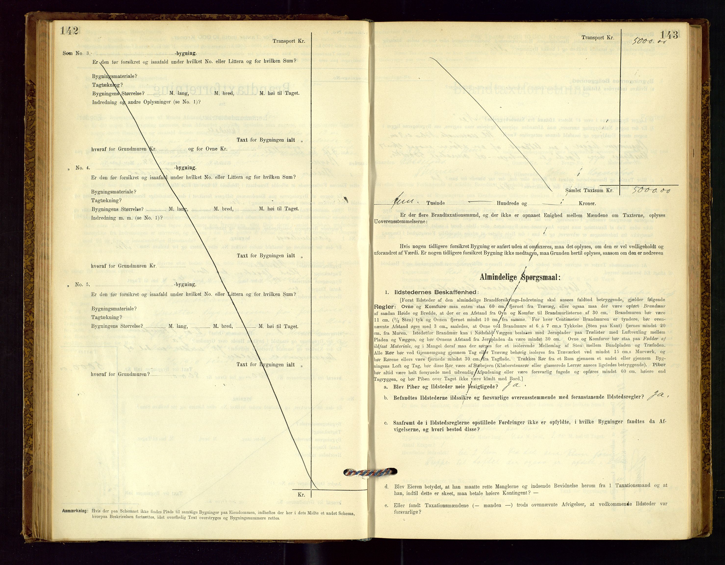 Time lensmannskontor, SAST/A-100420/Gob/L0001: Branntakstprotokoll, 1896-1914, s. 142-143