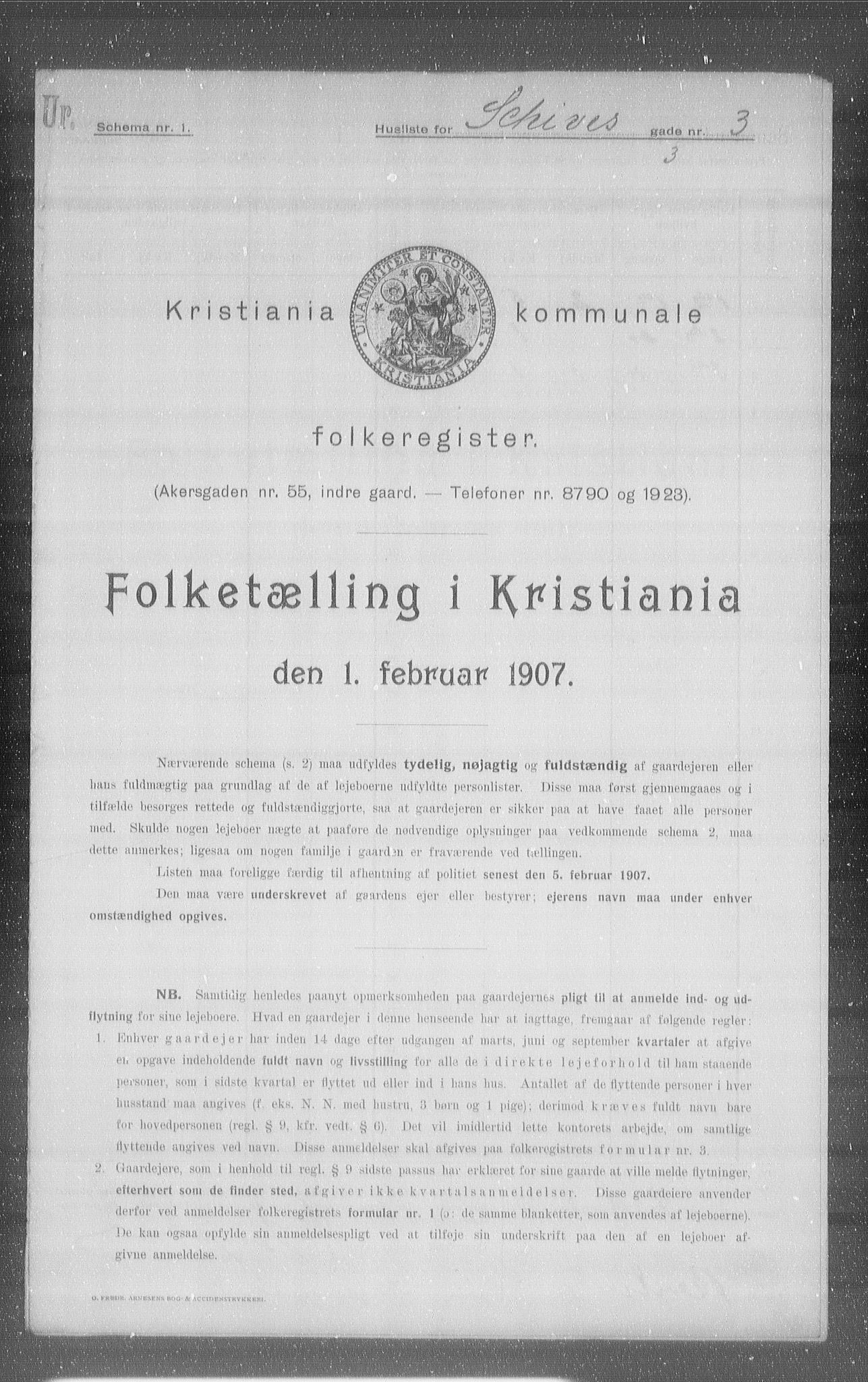 OBA, Kommunal folketelling 1.2.1907 for Kristiania kjøpstad, 1907, s. 45818