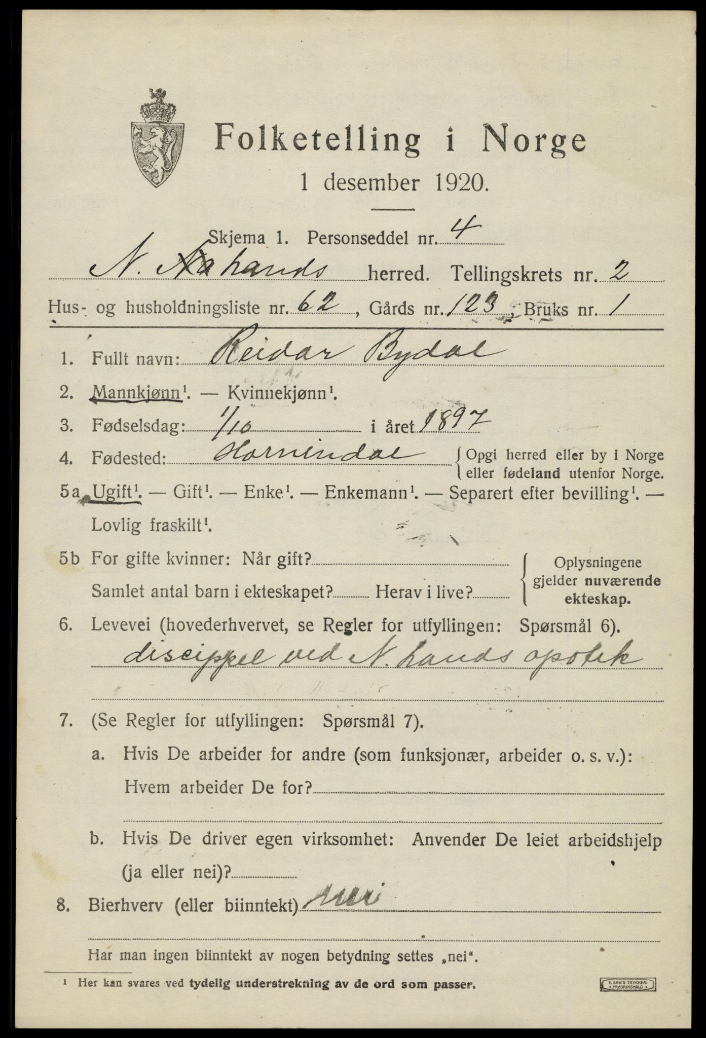 SAH, Folketelling 1920 for 0538 Nordre Land herred, 1920, s. 2234
