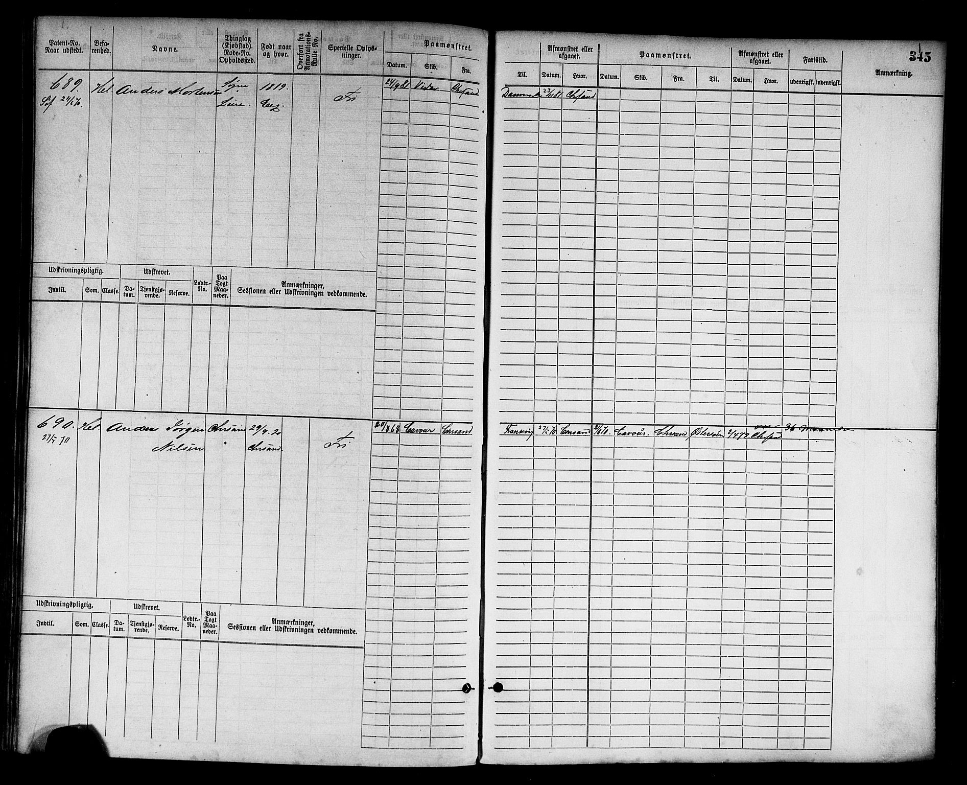 Kristiansand mønstringskrets, AV/SAK-2031-0015/F/Fb/L0003: Hovedrulle nr 1-762, I-10, 1860-1911, s. 361