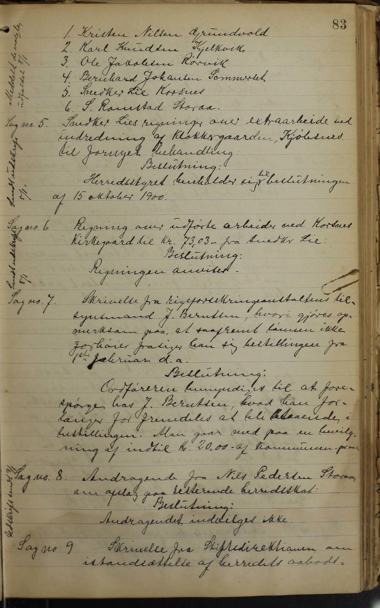 Tysfjord kommune. Formannskapet, AIN/K-18500.150/100/L0002: Forhandlingsprotokoll for Tysfjordens formandskap, 1895-1912