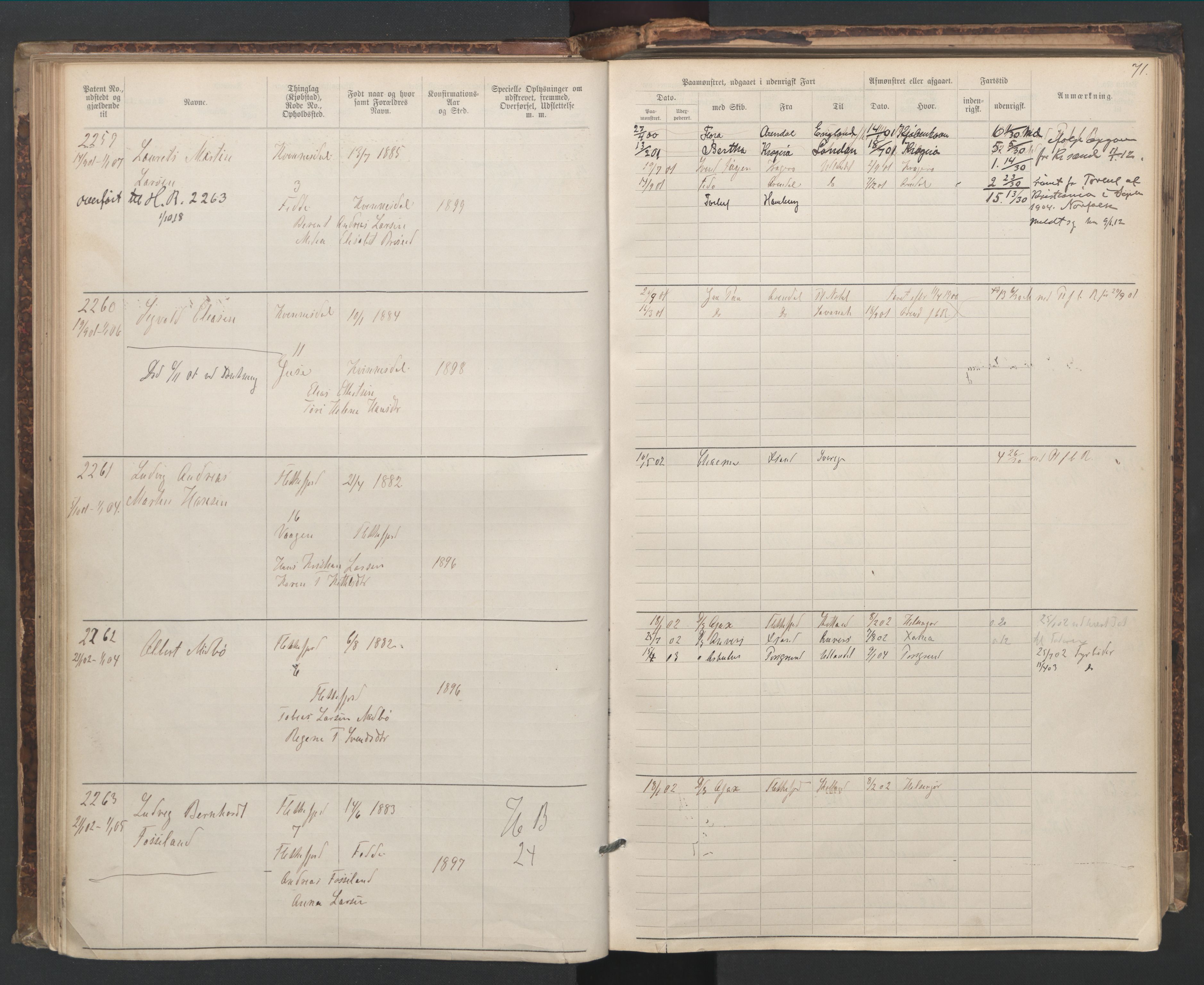 Flekkefjord mønstringskrets, SAK/2031-0018/F/Fa/L0006: Annotasjonsrulle nr 1916-2964 med register, Æ-3, 1891-1948, s. 101