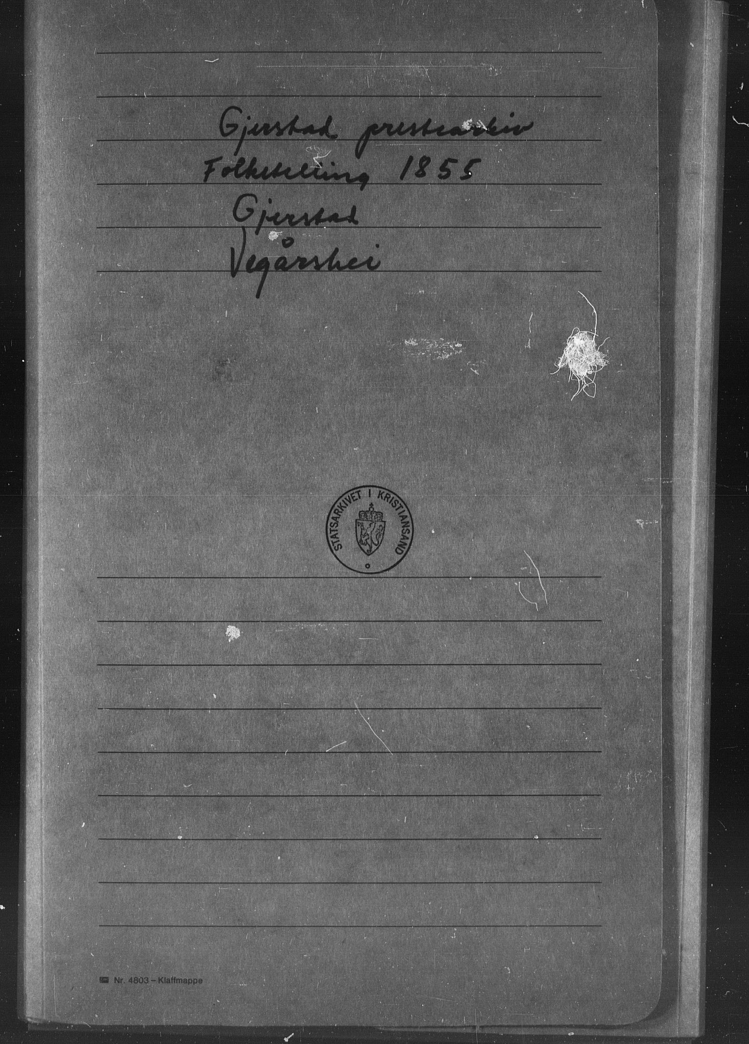 , Folketelling 1855 for 0911P Gjerstad prestegjeld, 1855, s. 1