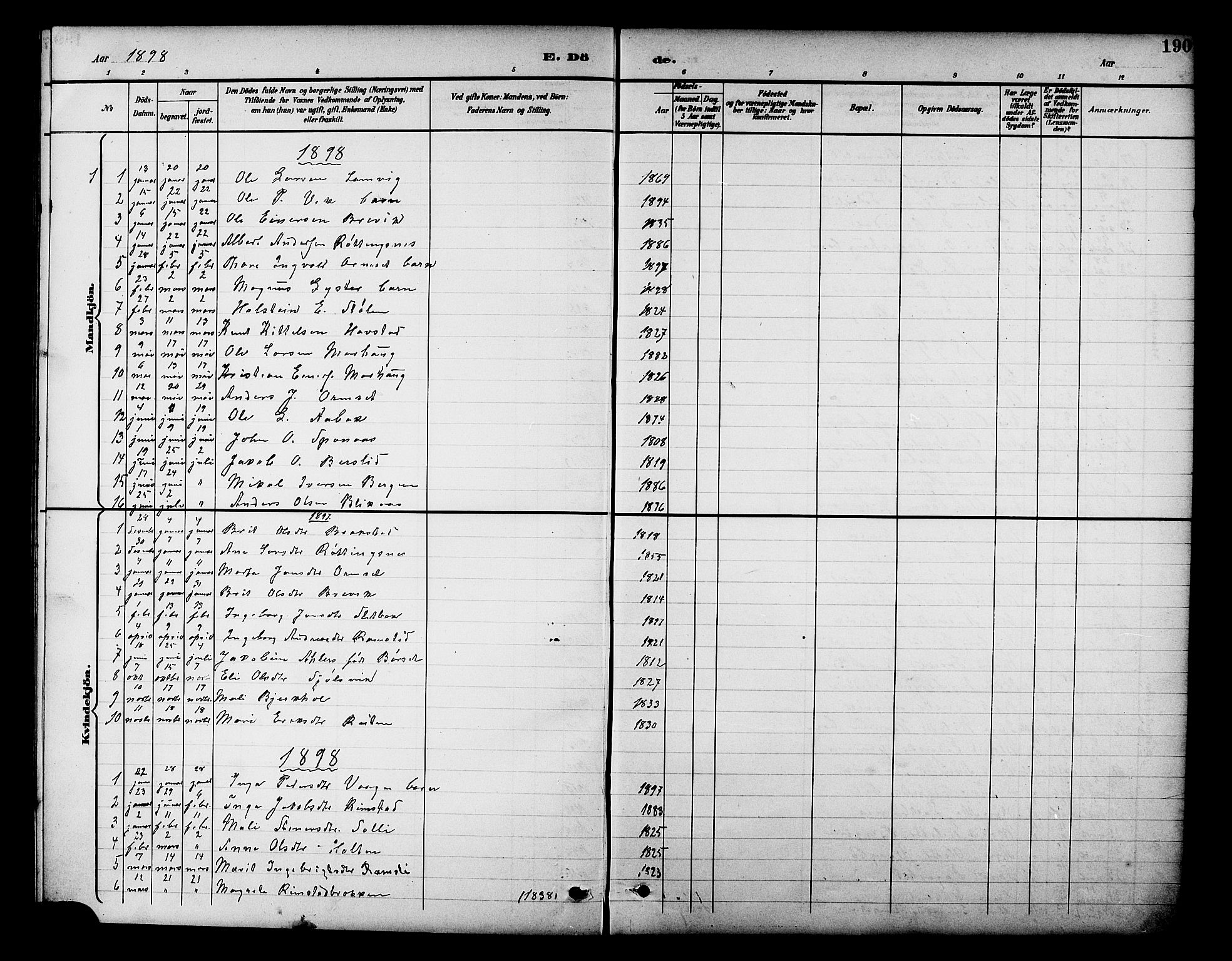 Ministerialprotokoller, klokkerbøker og fødselsregistre - Møre og Romsdal, AV/SAT-A-1454/586/L0992: Klokkerbok nr. 586C03, 1892-1909, s. 190