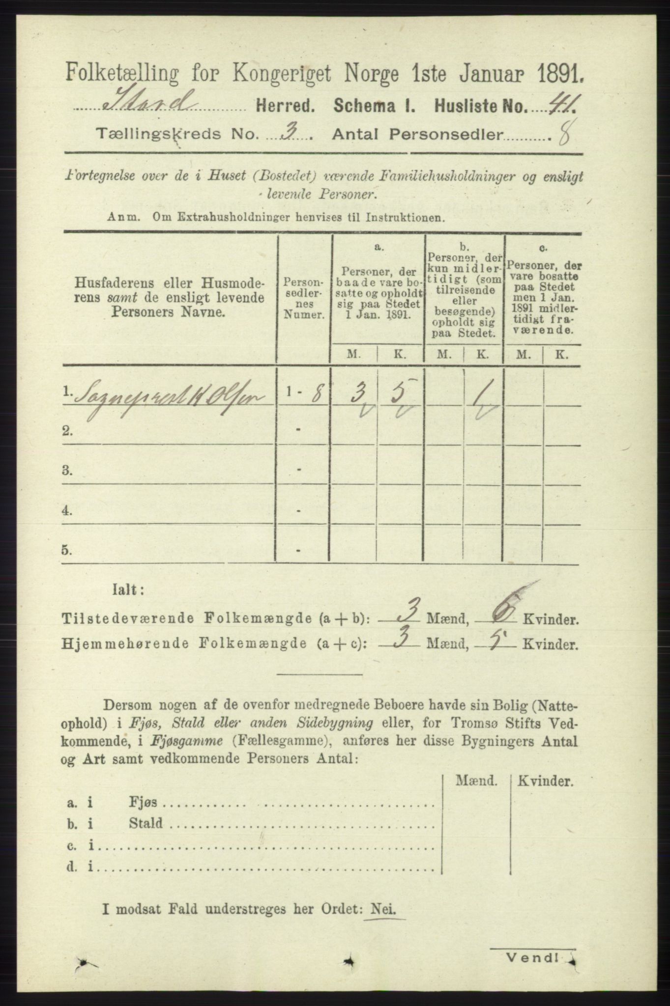 RA, Folketelling 1891 for 1221 Stord herred, 1891, s. 507