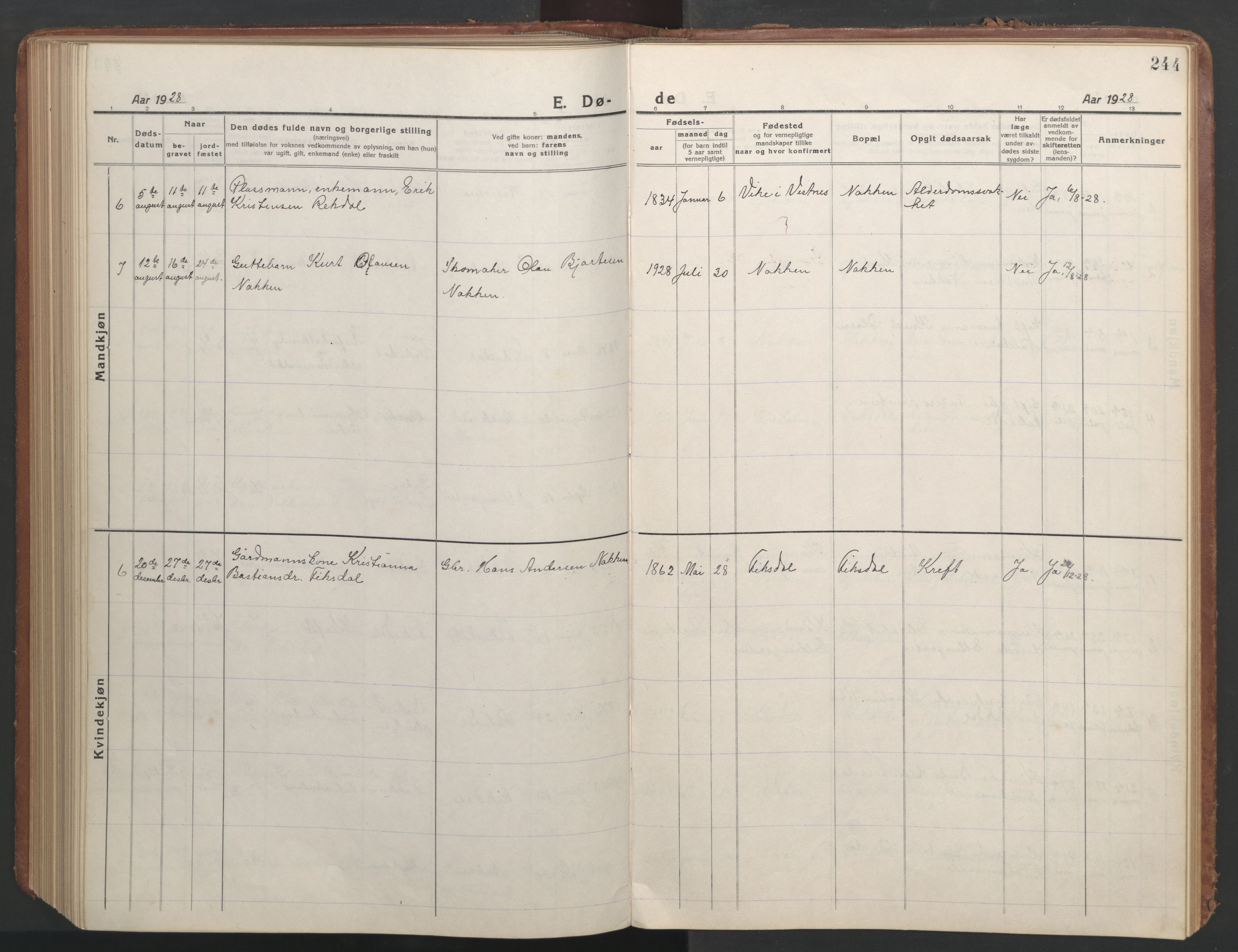 Ministerialprotokoller, klokkerbøker og fødselsregistre - Møre og Romsdal, AV/SAT-A-1454/540/L0542: Klokkerbok nr. 540C02, 1921-1967, s. 244