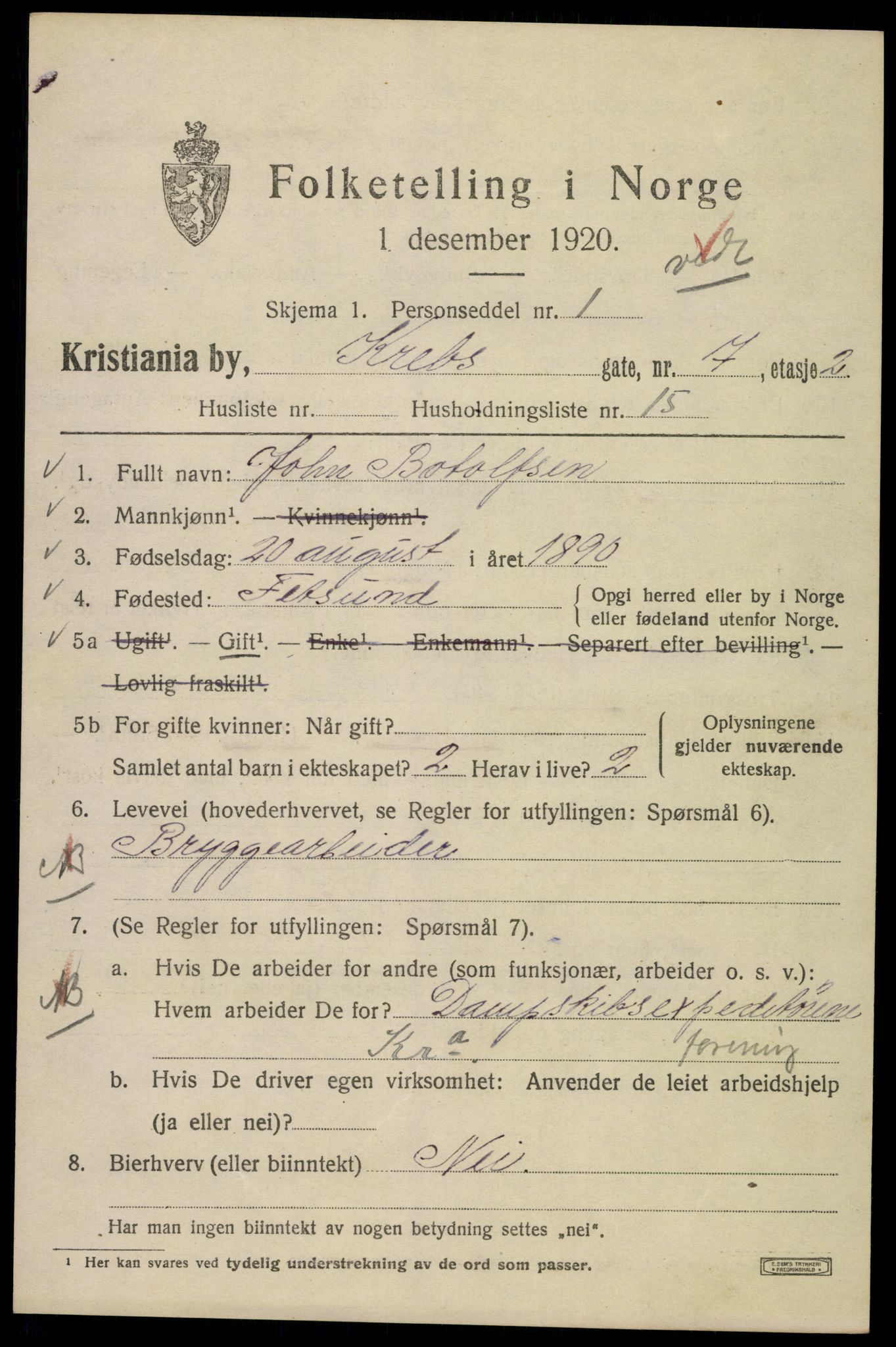 SAO, Folketelling 1920 for 0301 Kristiania kjøpstad, 1920, s. 351163