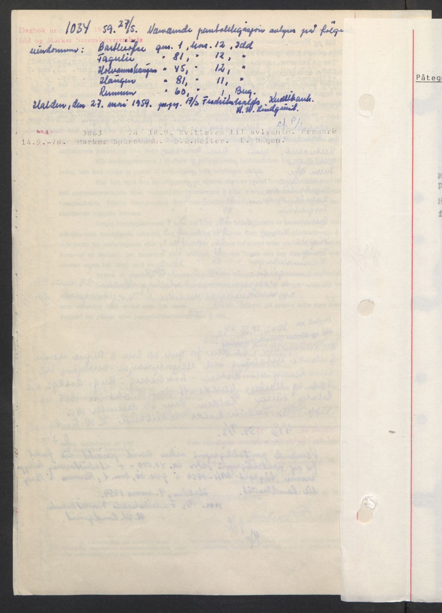 Idd og Marker sorenskriveri, AV/SAO-A-10283/G/Gb/Gbc/L0004: Pantebok nr. B10-15, 1946-1950, Dagboknr: 1034/1959
