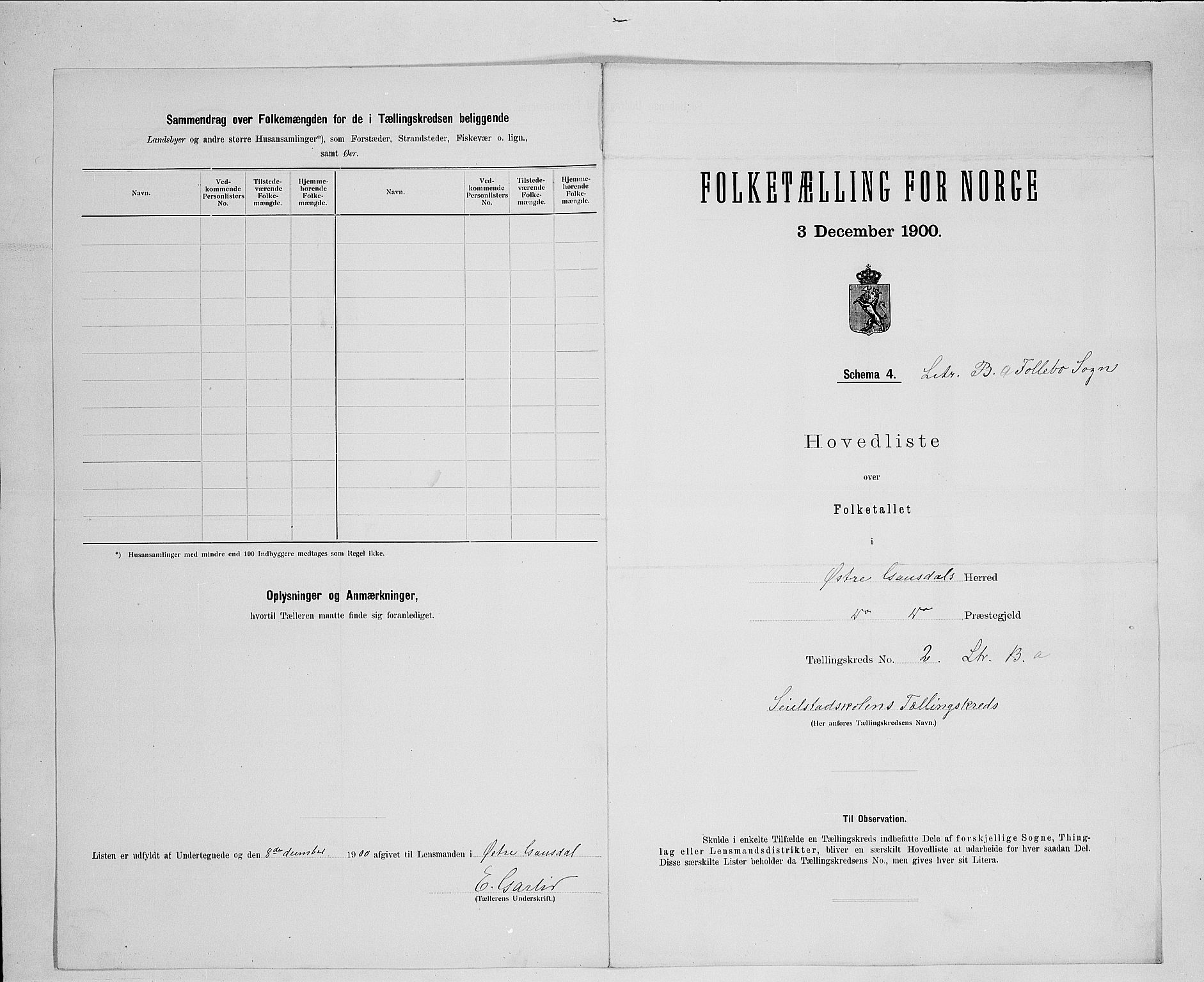 SAH, Folketelling 1900 for 0522 Østre Gausdal herred, 1900, s. 19