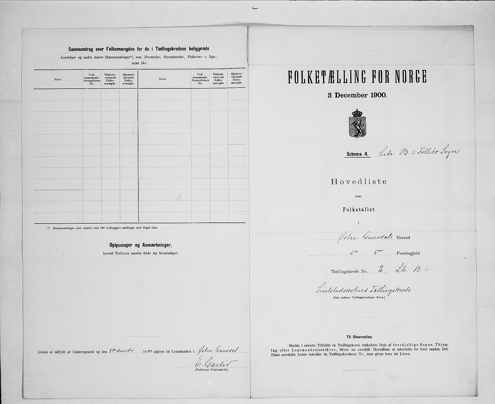 SAH, Folketelling 1900 for 0522 Østre Gausdal herred, 1900, s. 19