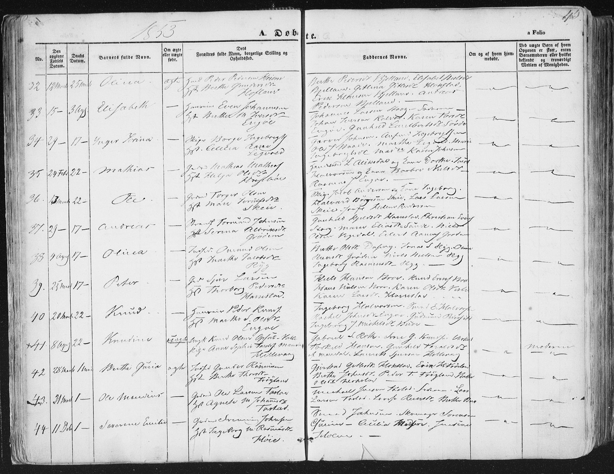 Hetland sokneprestkontor, AV/SAST-A-101826/30/30BA/L0002: Ministerialbok nr. A 2, 1849-1869, s. 45