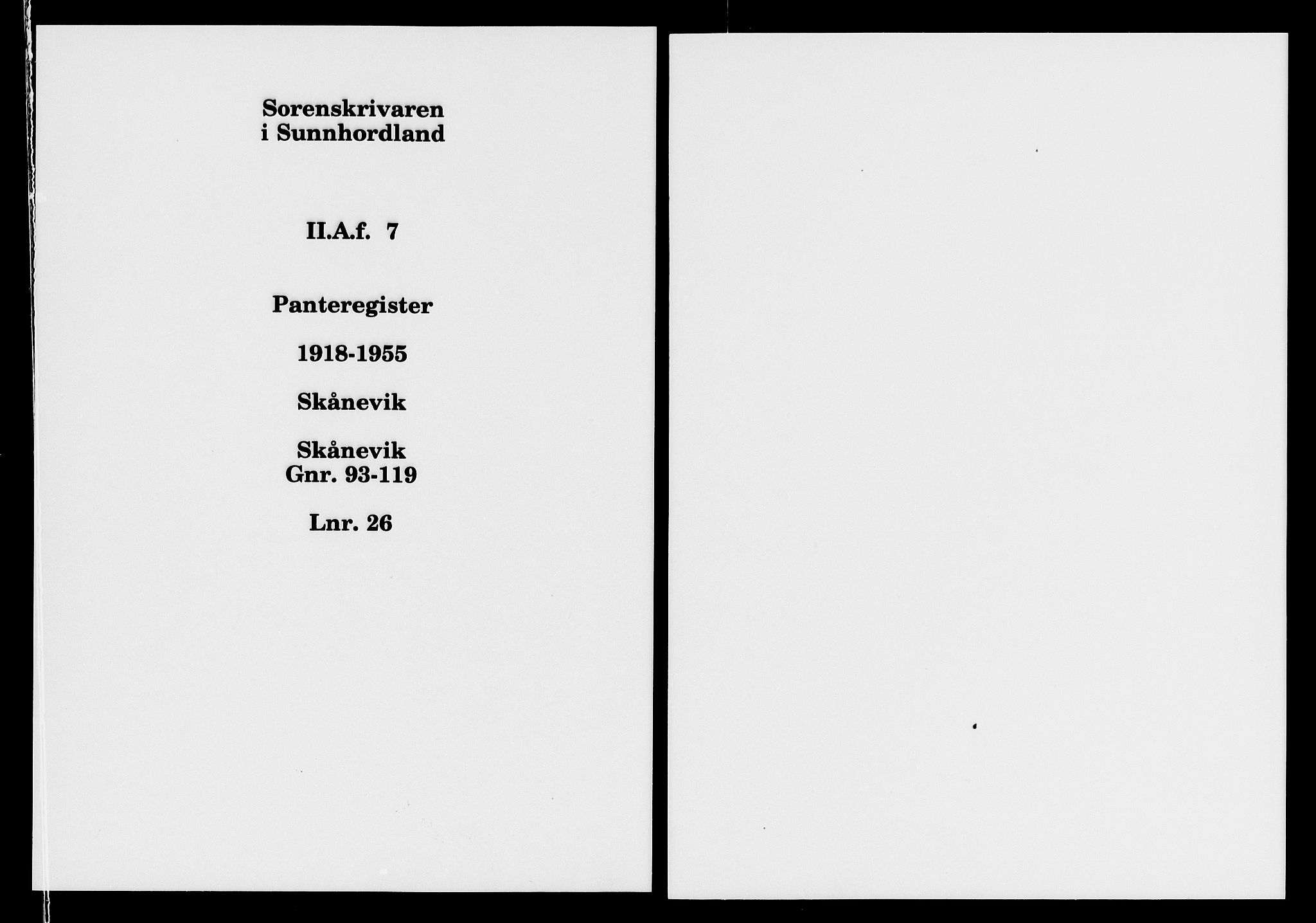 Sunnhordland sorenskrivar, SAB/A-2401/1/G/Ga/Gaf/L0007: Panteregister nr. II.A.f.7, 1918-1955