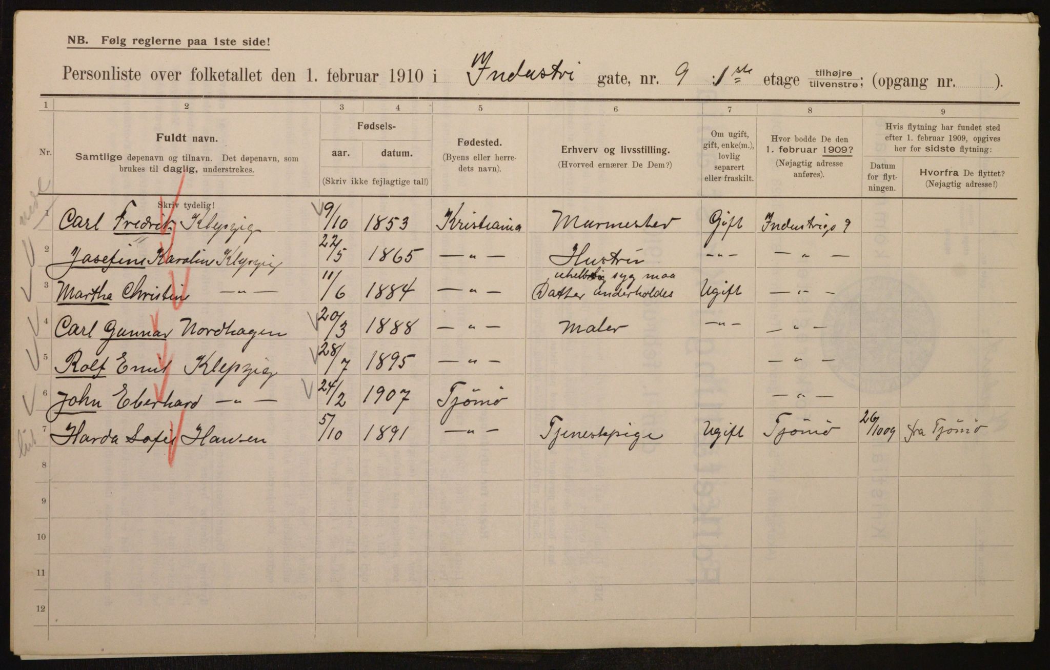 OBA, Kommunal folketelling 1.2.1910 for Kristiania, 1910, s. 42287