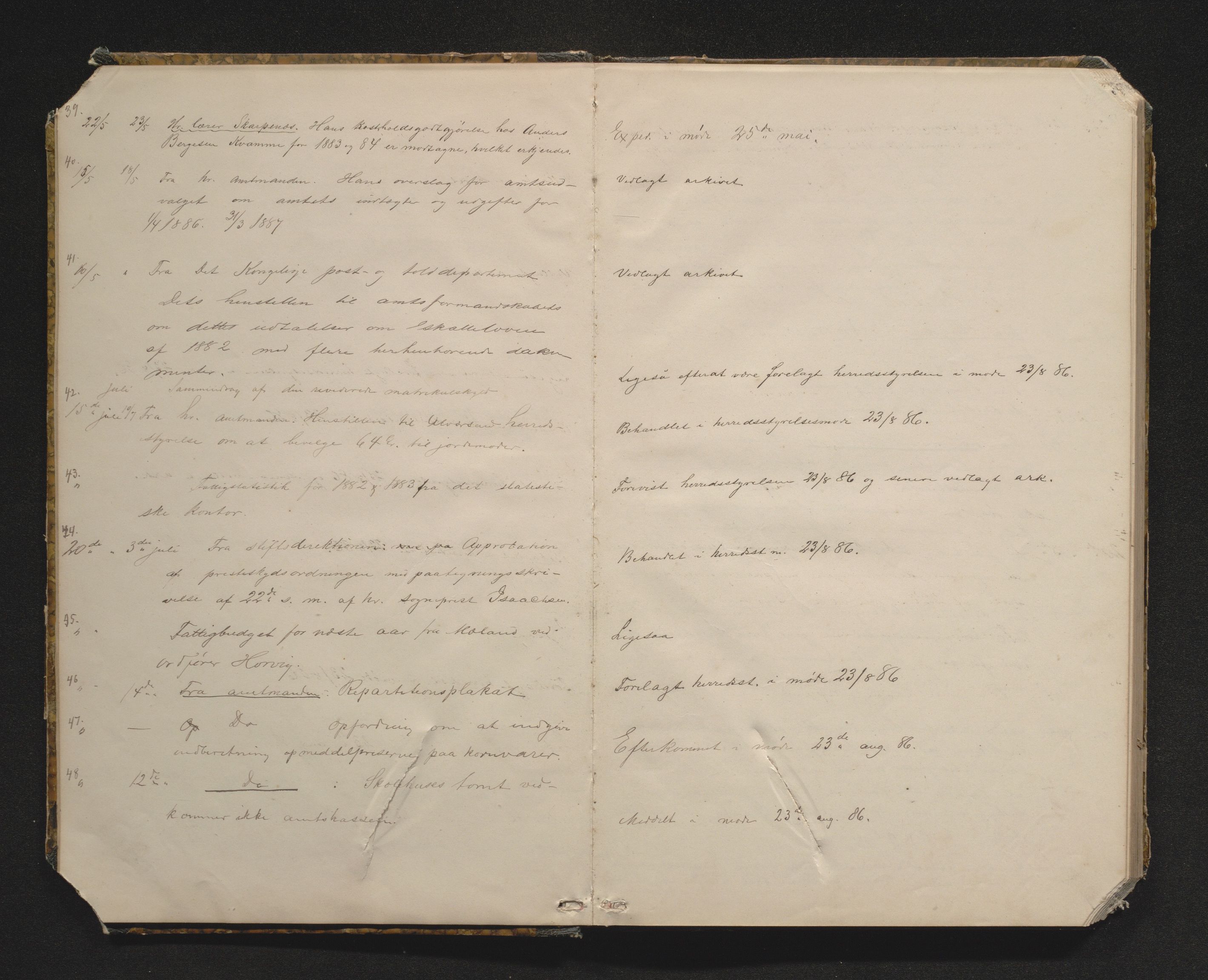 Alversund kommune. Formannskapet, IKAH/1257-021/C/Ca/L0001: Postjournal for formannskapet, 1885-1902