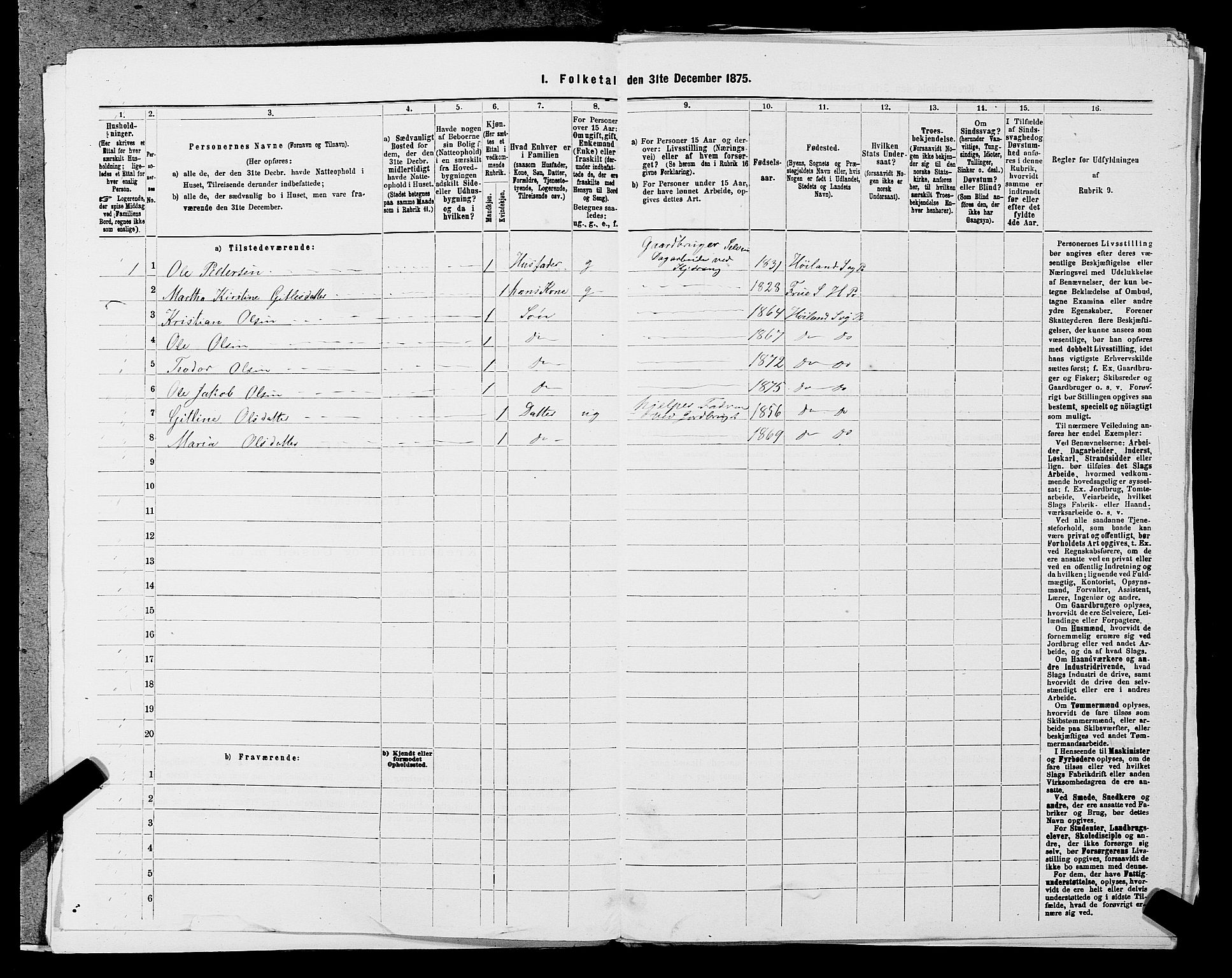 SAST, Folketelling 1875 for 1123L Høyland prestegjeld, Høyland sokn, 1875, s. 966