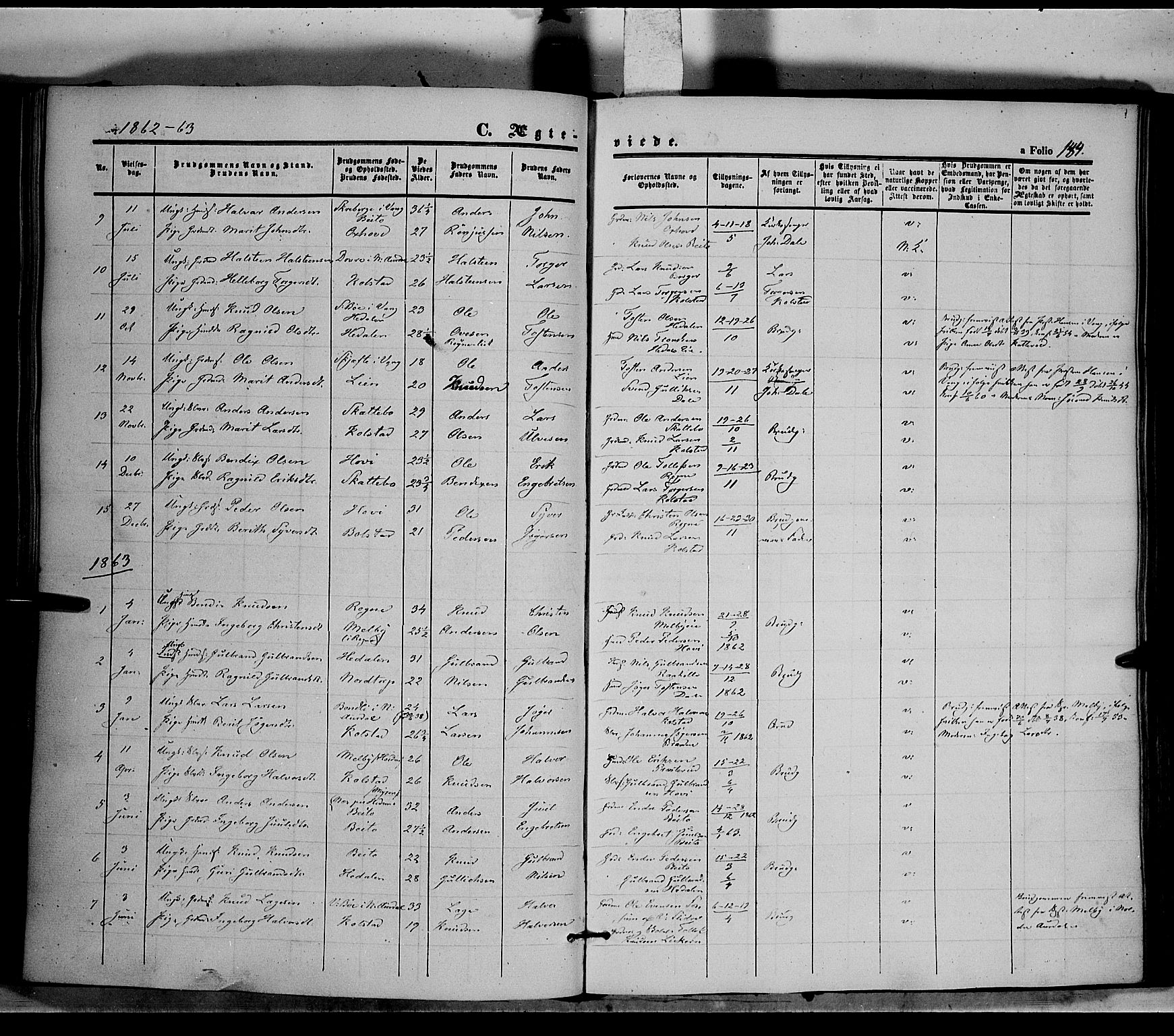 Øystre Slidre prestekontor, AV/SAH-PREST-138/H/Ha/Haa/L0001: Ministerialbok nr. 1, 1849-1874, s. 184