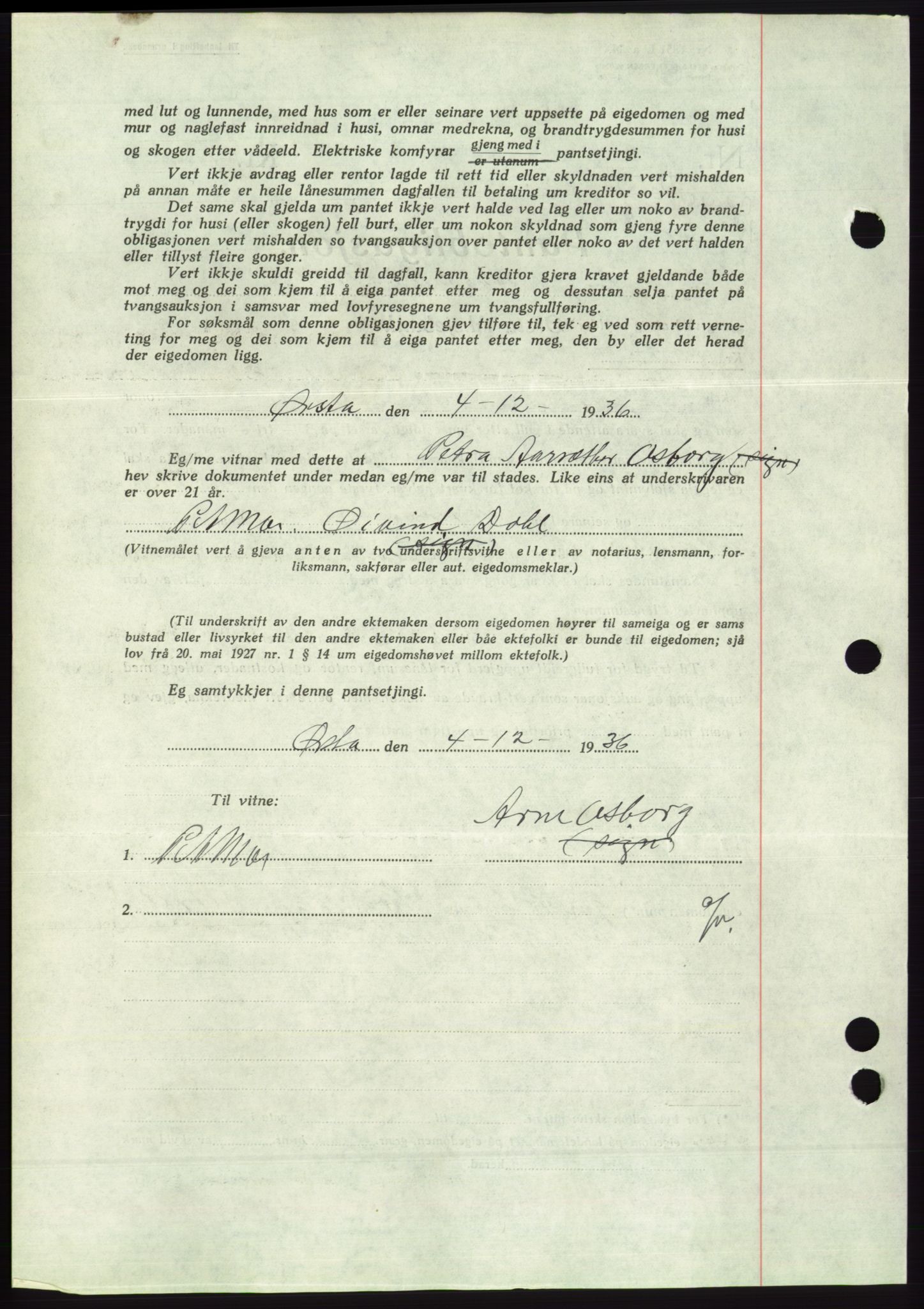 Søre Sunnmøre sorenskriveri, AV/SAT-A-4122/1/2/2C/L0062: Pantebok nr. 56, 1936-1937, Dagboknr: 1846/1936