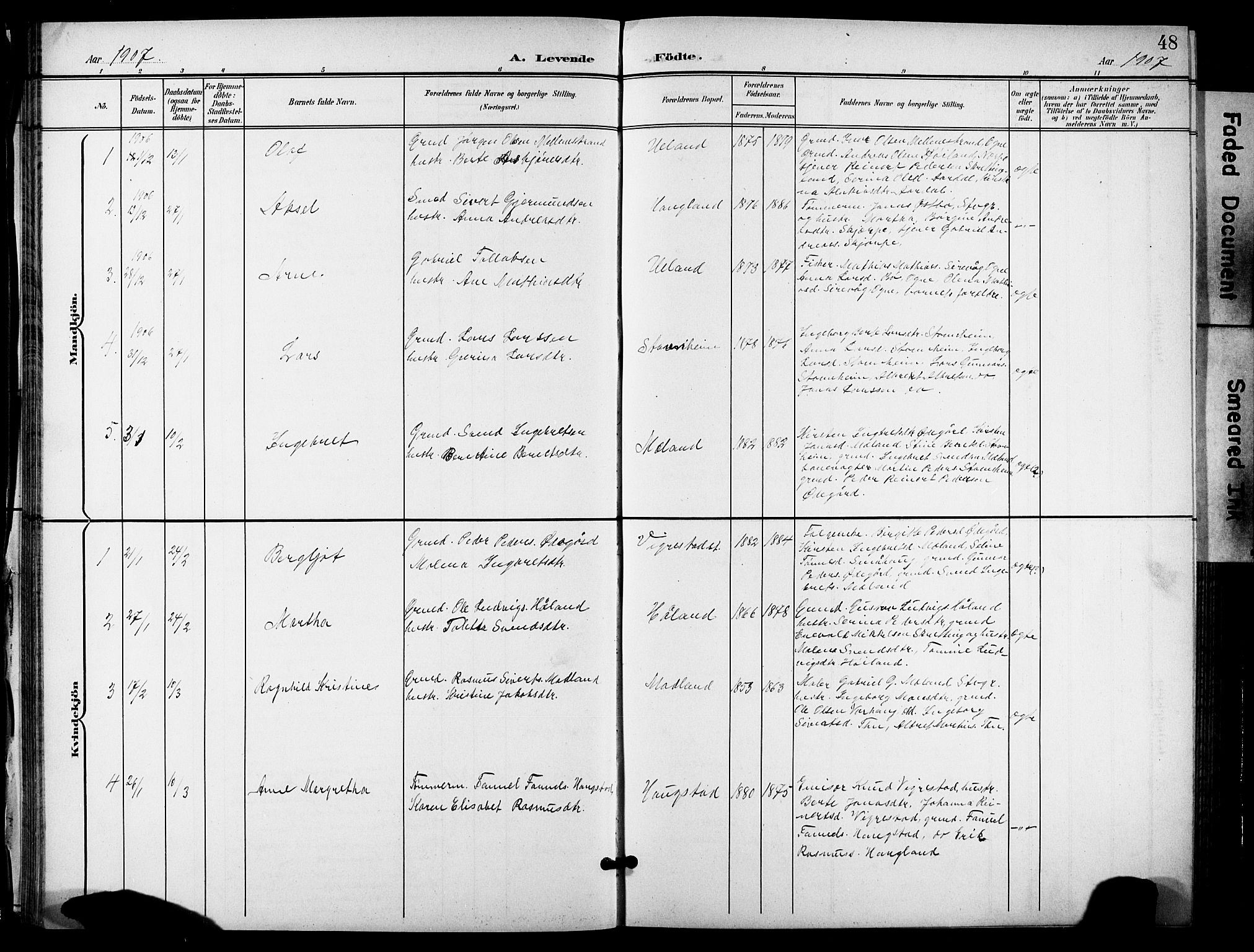 Hå sokneprestkontor, AV/SAST-A-101801/001/30BB/L0006: Klokkerbok nr. B 6, 1900-1924, s. 48