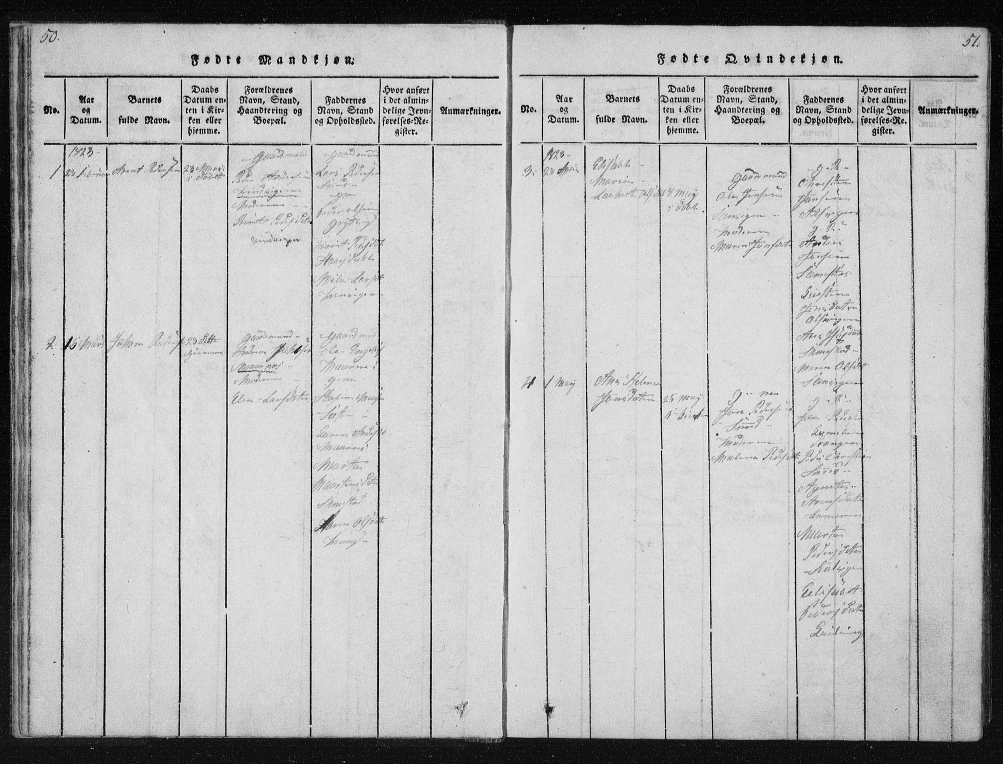 Ministerialprotokoller, klokkerbøker og fødselsregistre - Nordland, SAT/A-1459/805/L0096: Ministerialbok nr. 805A03, 1820-1837, s. 50-51