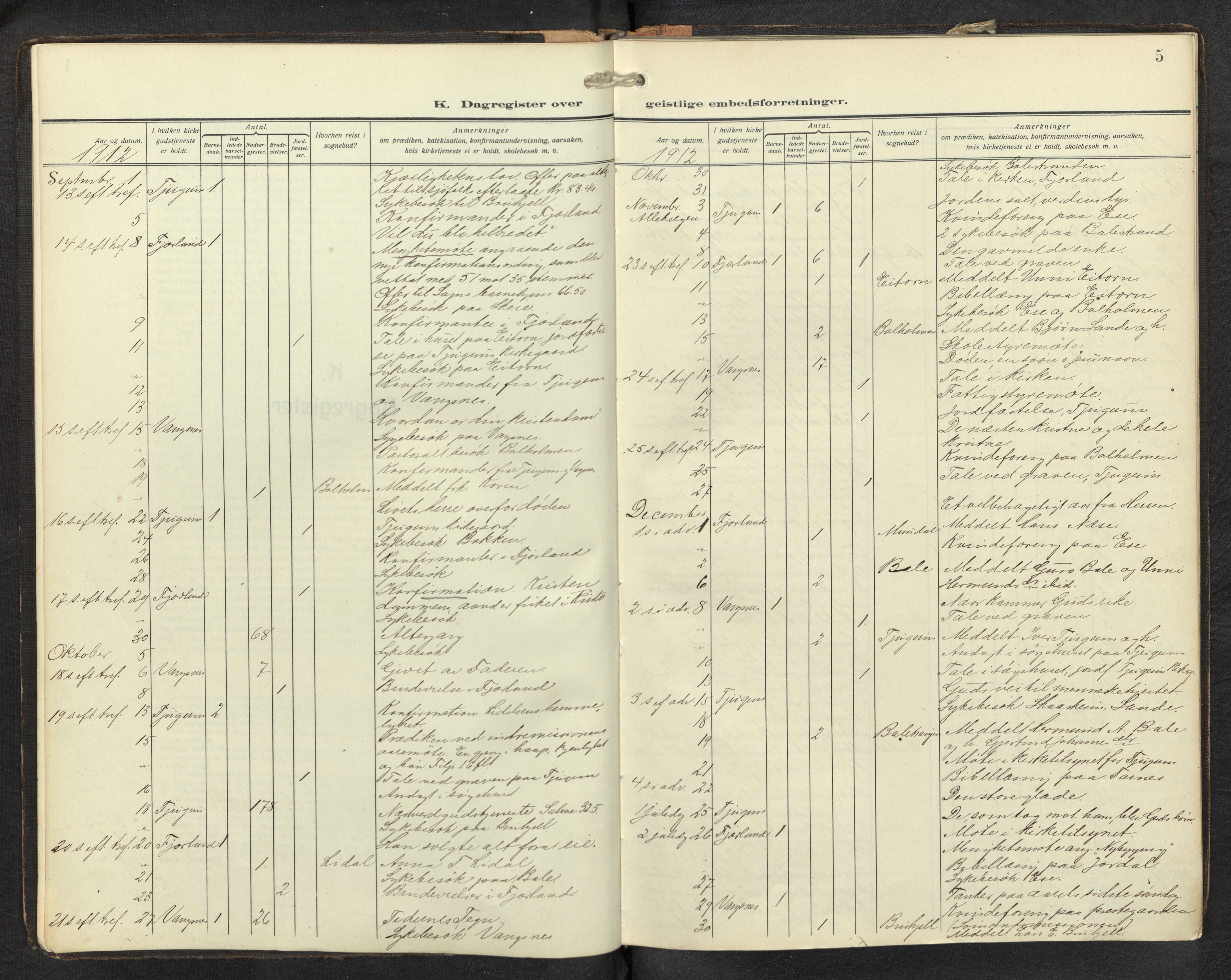 Balestrand sokneprestembete, SAB/A-79601/H/Haa/Haaf/L0002: Dagregister nr. F 2, 1912-1937, s. 4b-5a