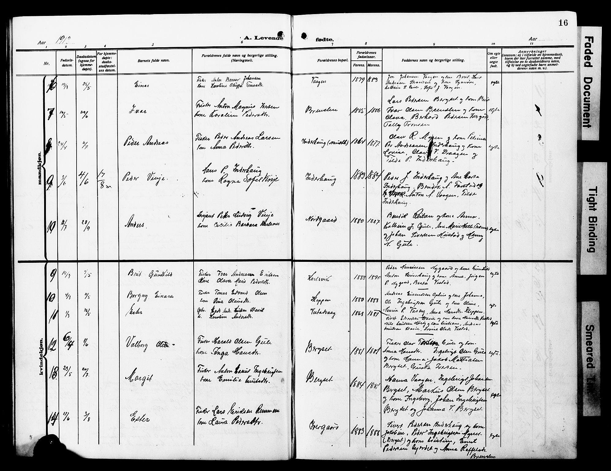 Ministerialprotokoller, klokkerbøker og fødselsregistre - Møre og Romsdal, AV/SAT-A-1454/566/L0774: Klokkerbok nr. 566C03, 1910-1929, s. 16