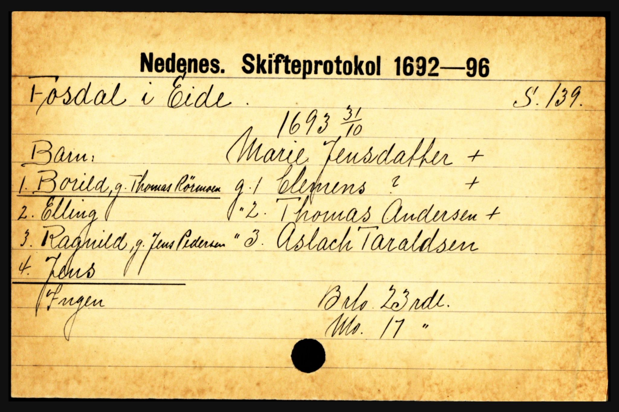 Nedenes sorenskriveri før 1824, AV/SAK-1221-0007/H, s. 7527