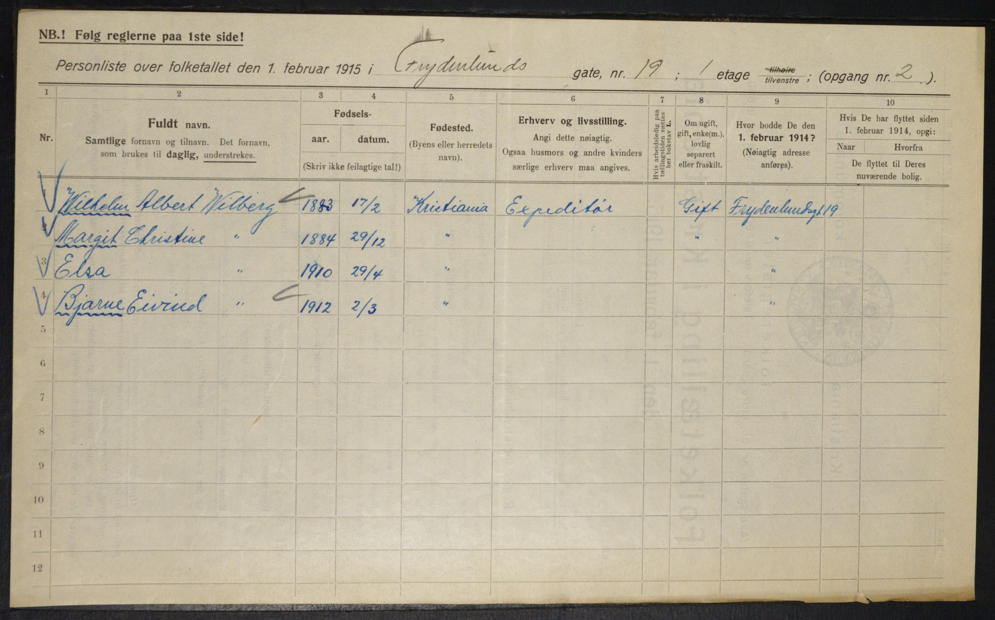 OBA, Kommunal folketelling 1.2.1915 for Kristiania, 1915, s. 28034