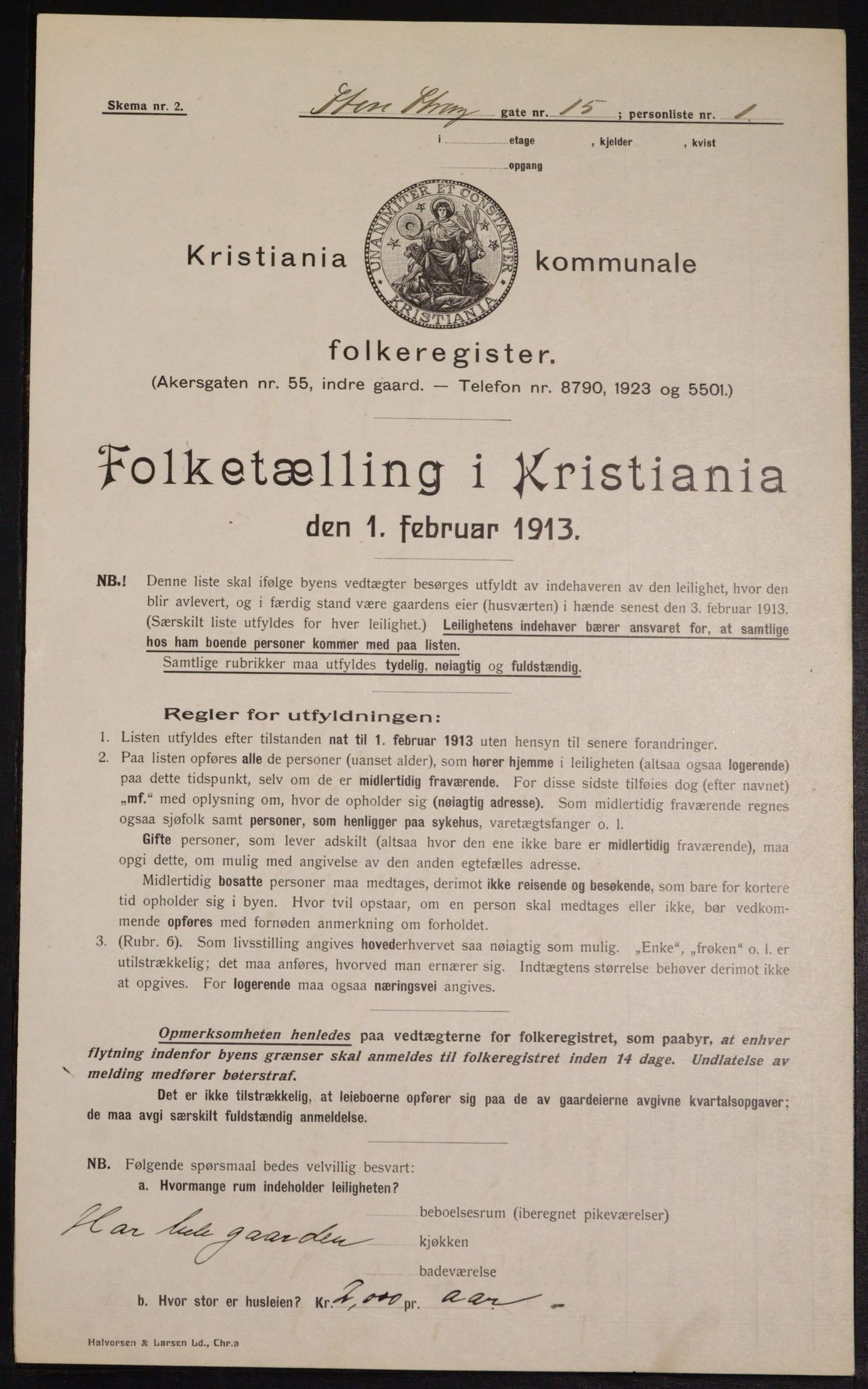 OBA, Kommunal folketelling 1.2.1913 for Kristiania, 1913, s. 102968