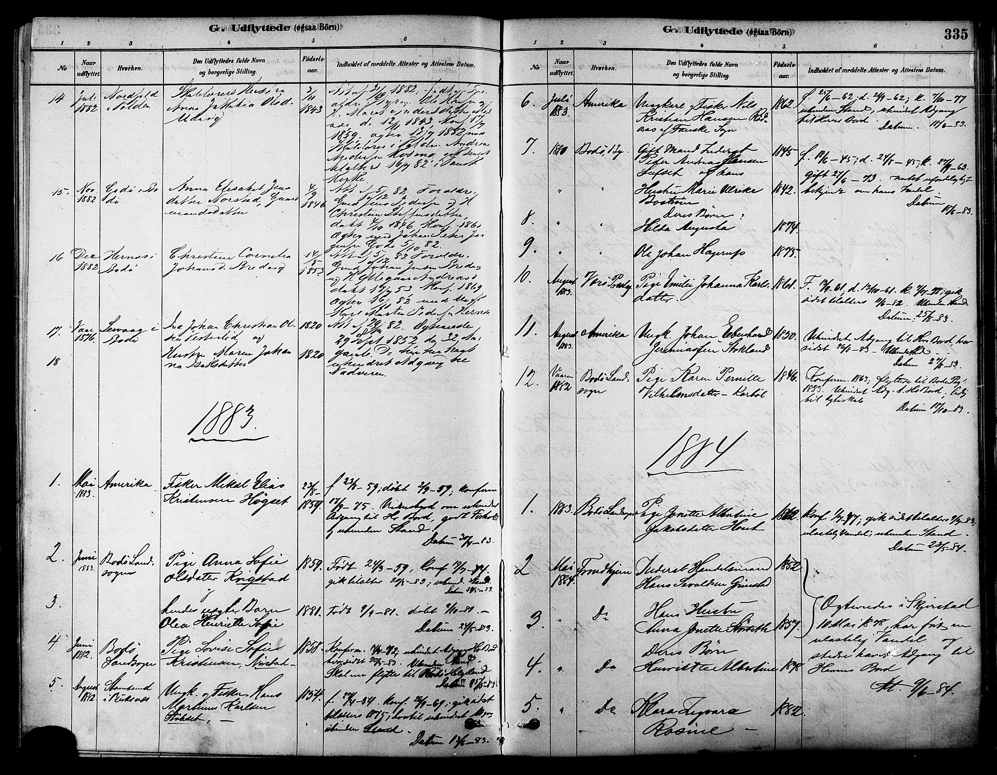 Ministerialprotokoller, klokkerbøker og fødselsregistre - Nordland, SAT/A-1459/852/L0740: Ministerialbok nr. 852A10, 1878-1894, s. 335