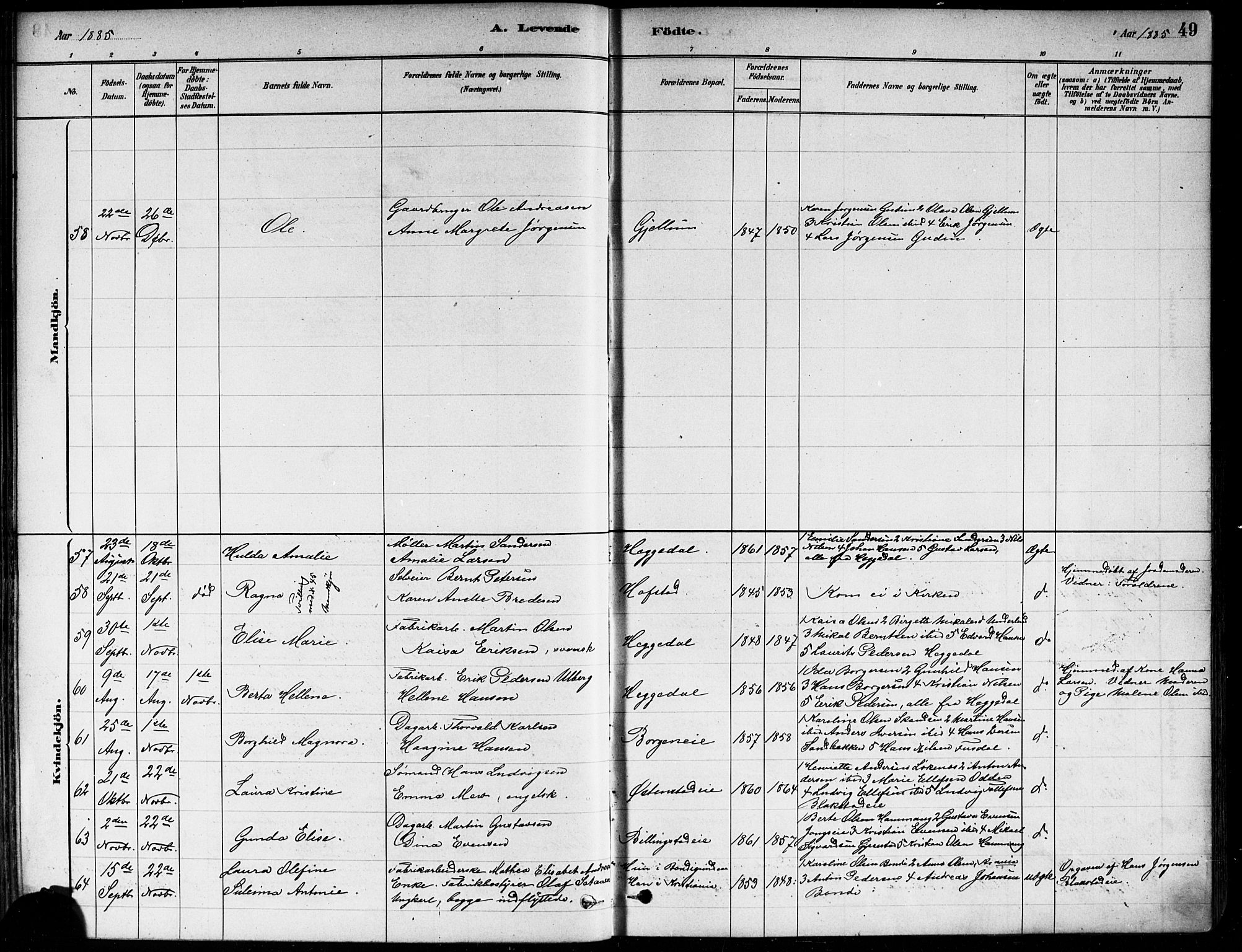 Asker prestekontor Kirkebøker, AV/SAO-A-10256a/F/Fa/L0013: Ministerialbok nr. I 13, 1879-1896, s. 49