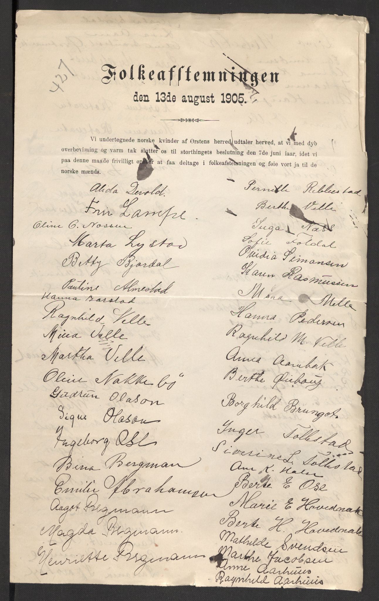 Justisdepartementet, 2. sivilkontor C, RA/S-1040/F/L0125B/0002: Folkeavstemmingen august 1905 / Kvinnenes stemmelister, 1905, s. 230