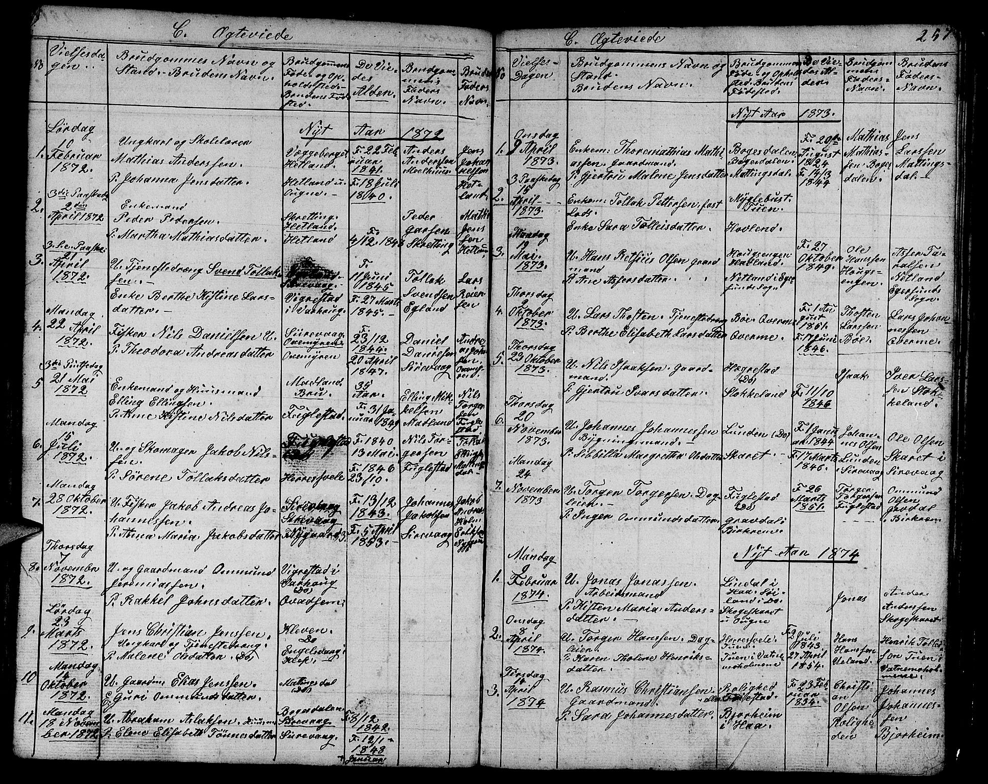 Eigersund sokneprestkontor, AV/SAST-A-101807/S09/L0003: Klokkerbok nr. B 3, 1846-1875, s. 257