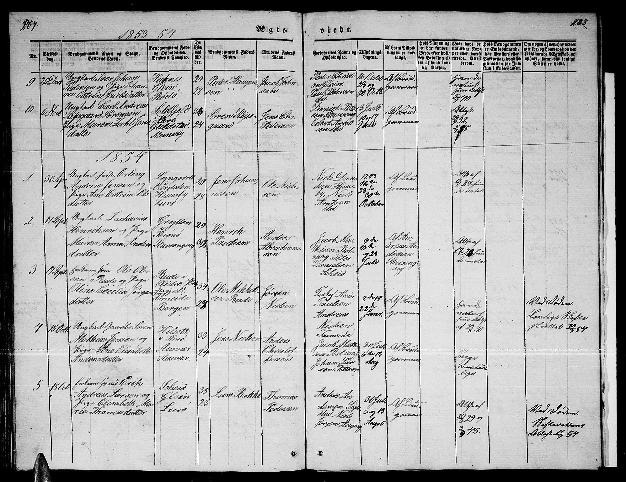 Ministerialprotokoller, klokkerbøker og fødselsregistre - Nordland, AV/SAT-A-1459/835/L0530: Klokkerbok nr. 835C02, 1842-1865, s. 207-208