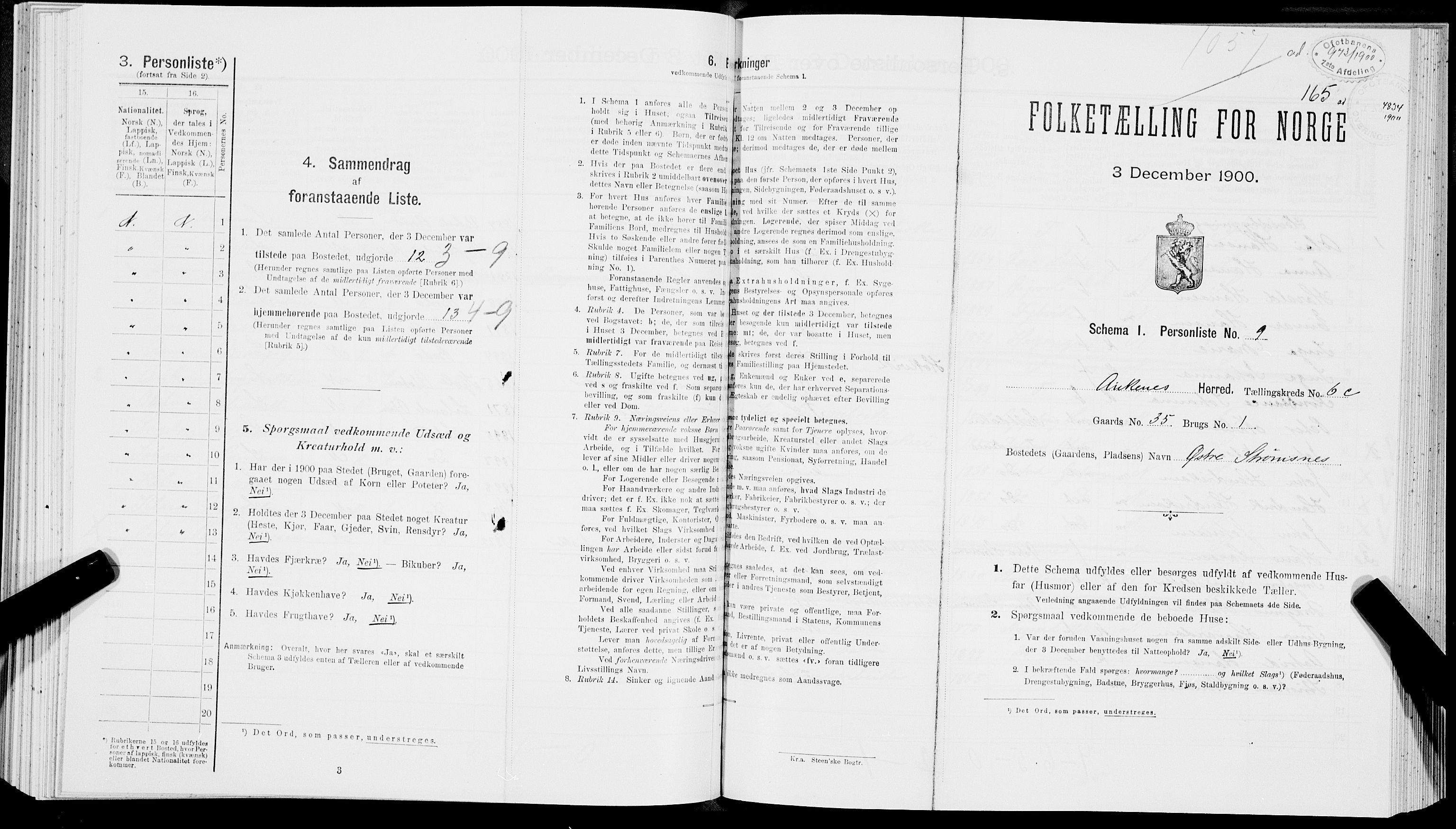 SAT, Folketelling 1900 for 1855 Ankenes herred, 1900, s. 480