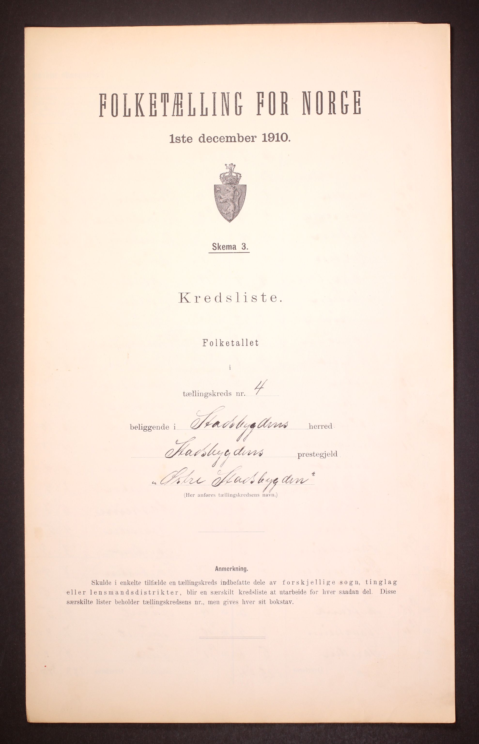 RA, Folketelling 1910 for 1625 Stadsbygd herred, 1910, s. 13