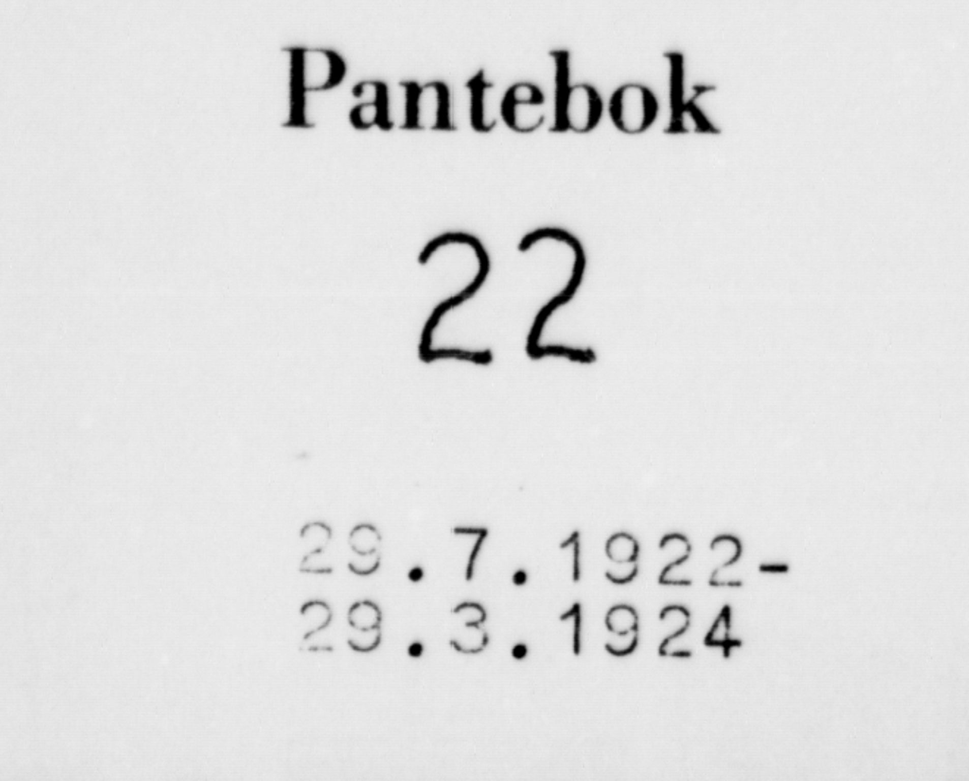 Nord-Gudbrandsdal tingrett, SAH/TING-002/H/Hb/Hba/L0022: Pantebok nr. 22, 1922-1924