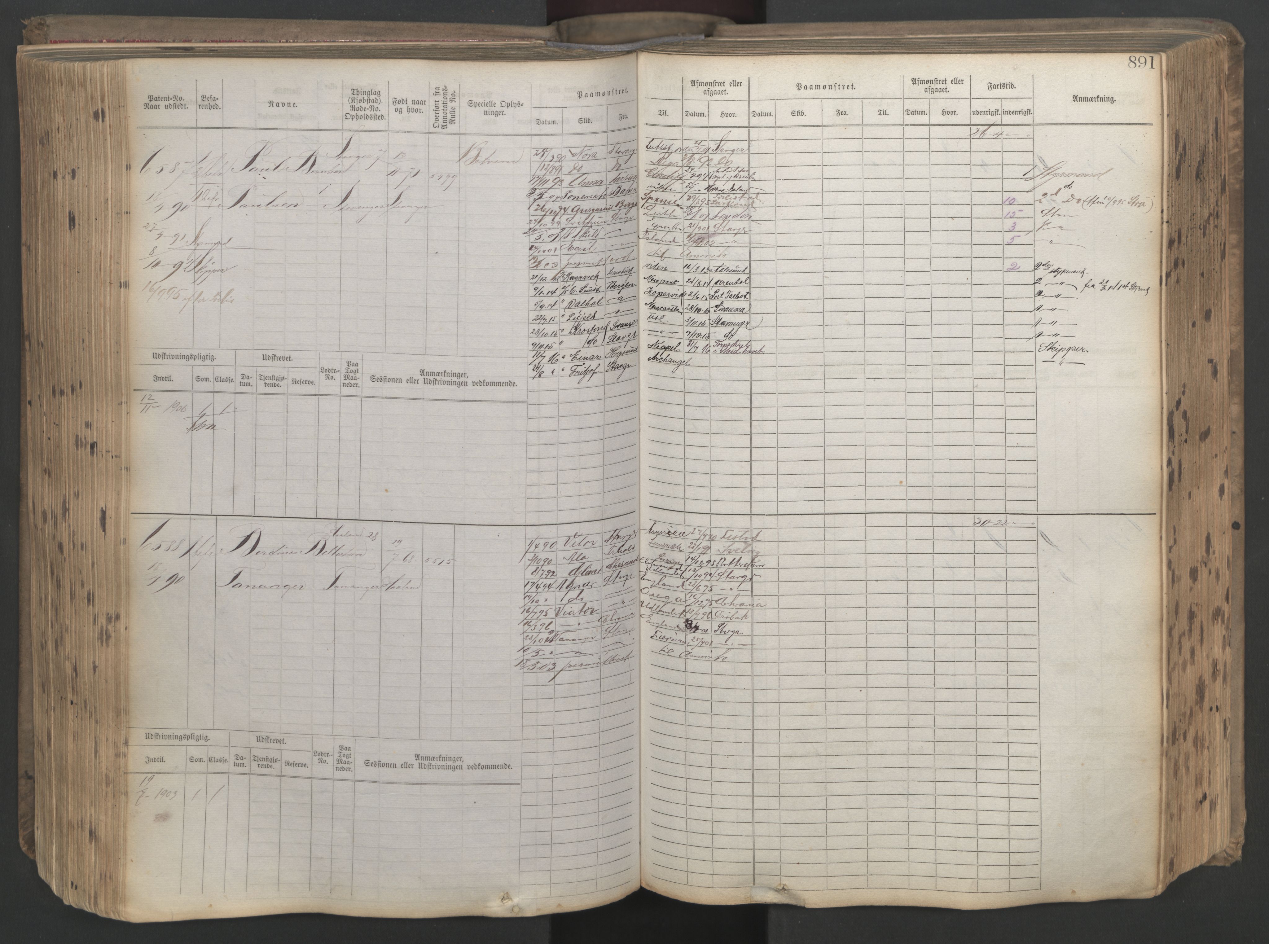 Stavanger sjømannskontor, AV/SAST-A-102006/F/Fb/Fbb/L0021: Sjøfartshovedrulle patnentnr. 6005-7204 (dublett), 1887, s. 296