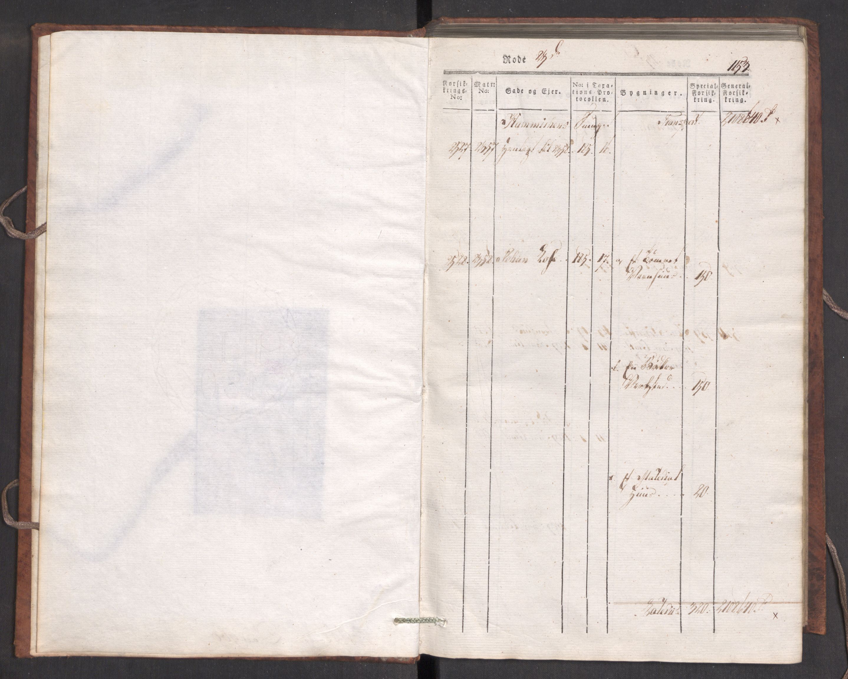 Kommersekollegiet, Brannforsikringskontoret 1767-1814, AV/RA-EA-5458/F/Fa/L0007/0003: Bergen / Branntakstprotokoll, 1807-1817, s. 1153