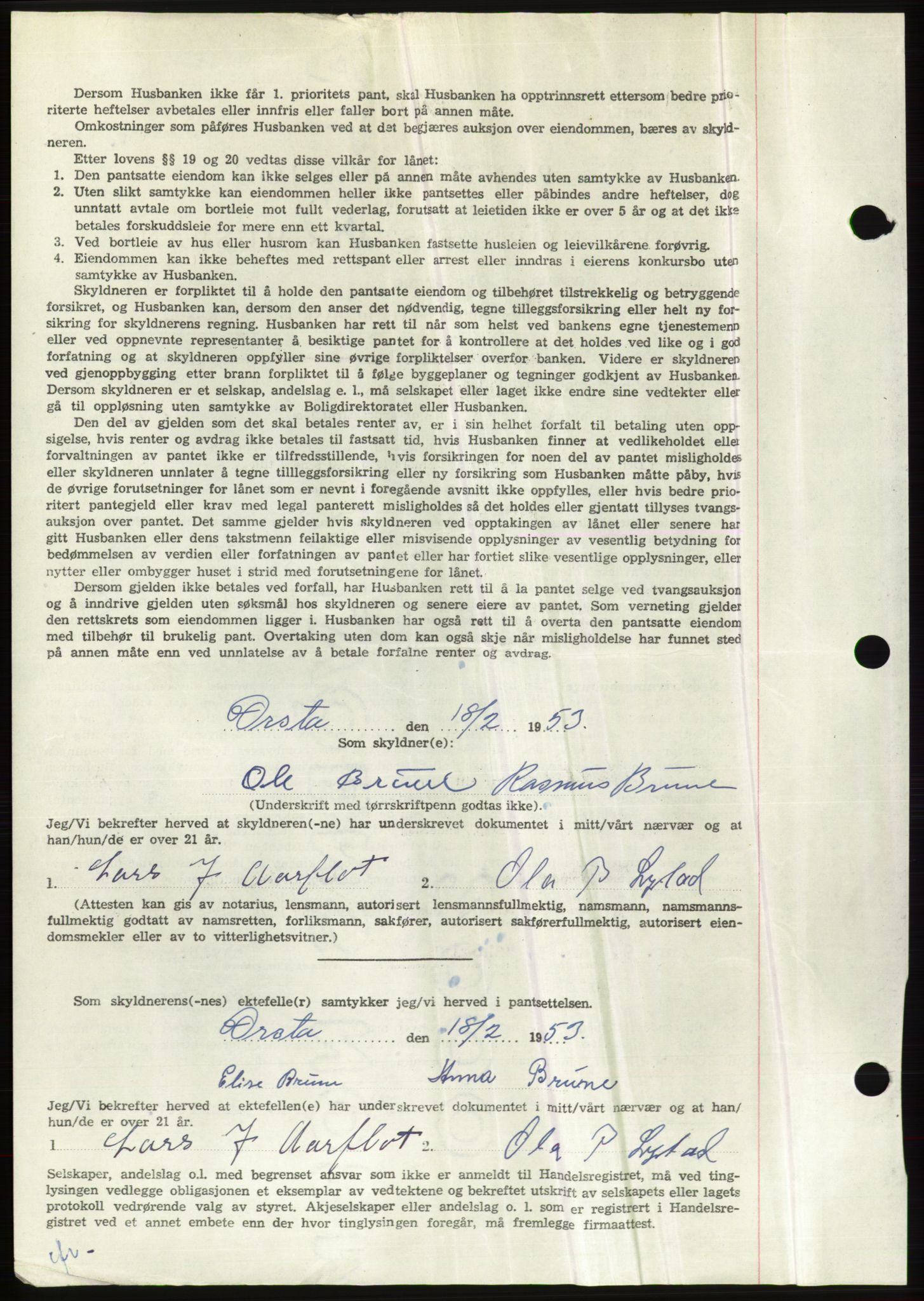 Søre Sunnmøre sorenskriveri, AV/SAT-A-4122/1/2/2C/L0123: Pantebok nr. 11B, 1953-1953, Dagboknr: 459/1953