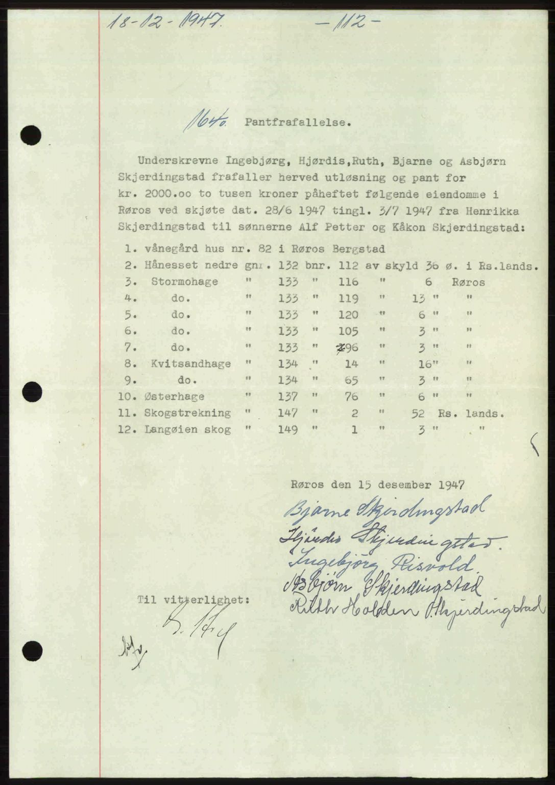 Gauldal sorenskriveri, SAT/A-0014/1/2/2C: Pantebok nr. A5, 1947-1948, Dagboknr: 1640/1947