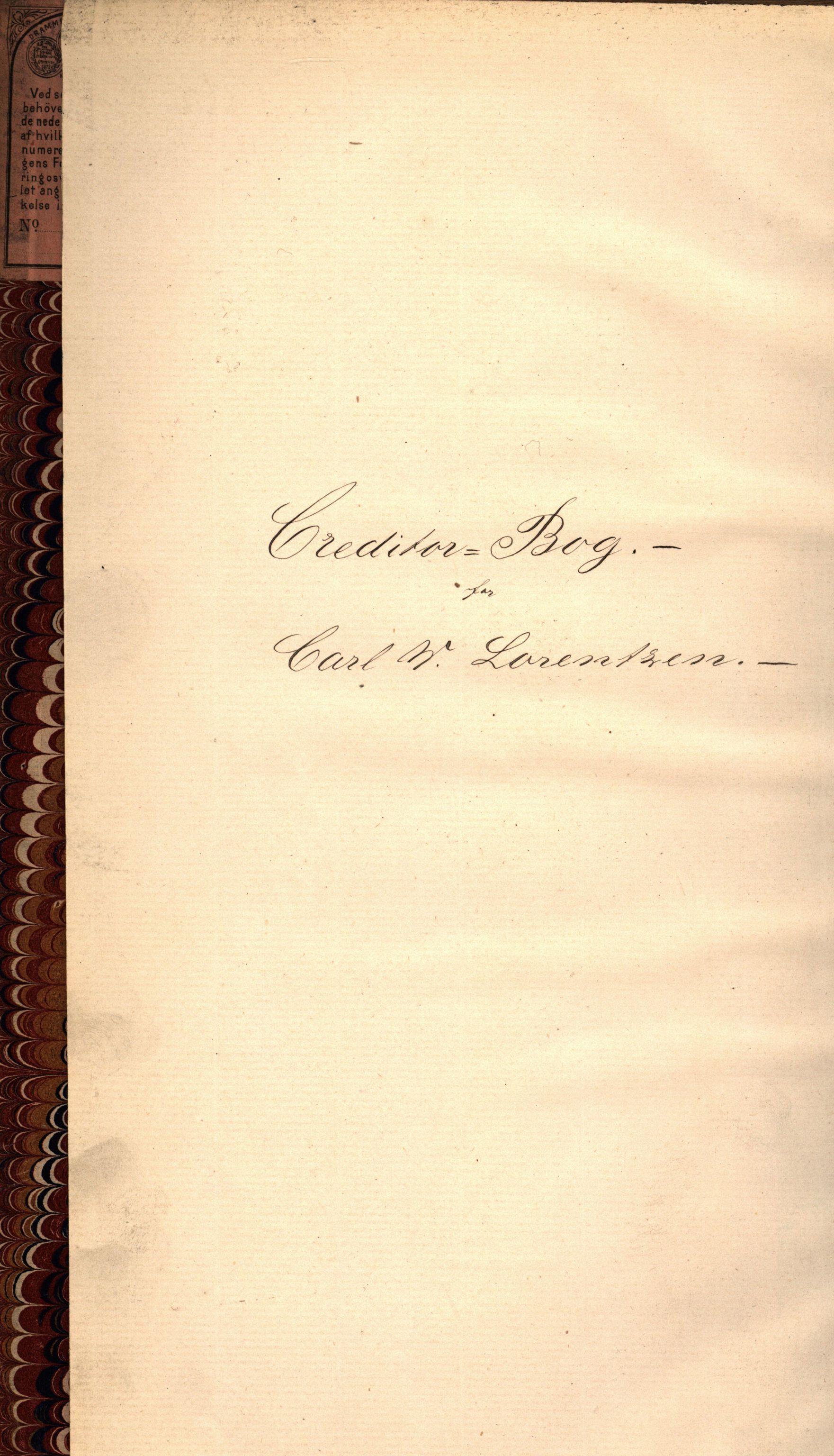 Pa 70 - Lorentzen, Carl W. Kjøpmann, VEMU/A-1086/R/L0003: Kontobok C, 1892-1893