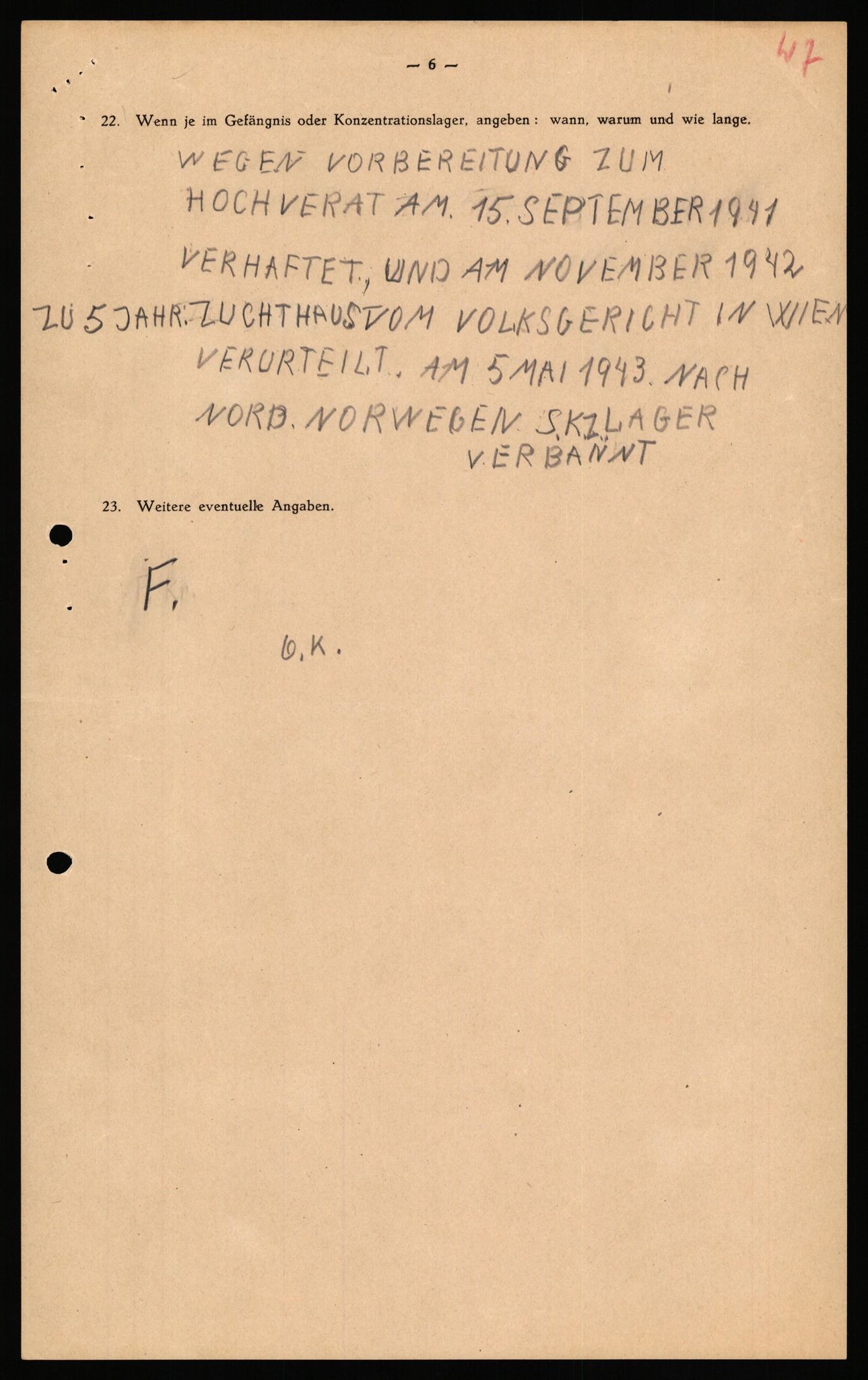 Forsvaret, Forsvarets overkommando II, AV/RA-RAFA-3915/D/Db/L0040: CI Questionaires. Tyske okkupasjonsstyrker i Norge. Østerrikere., 1945-1946, s. 345