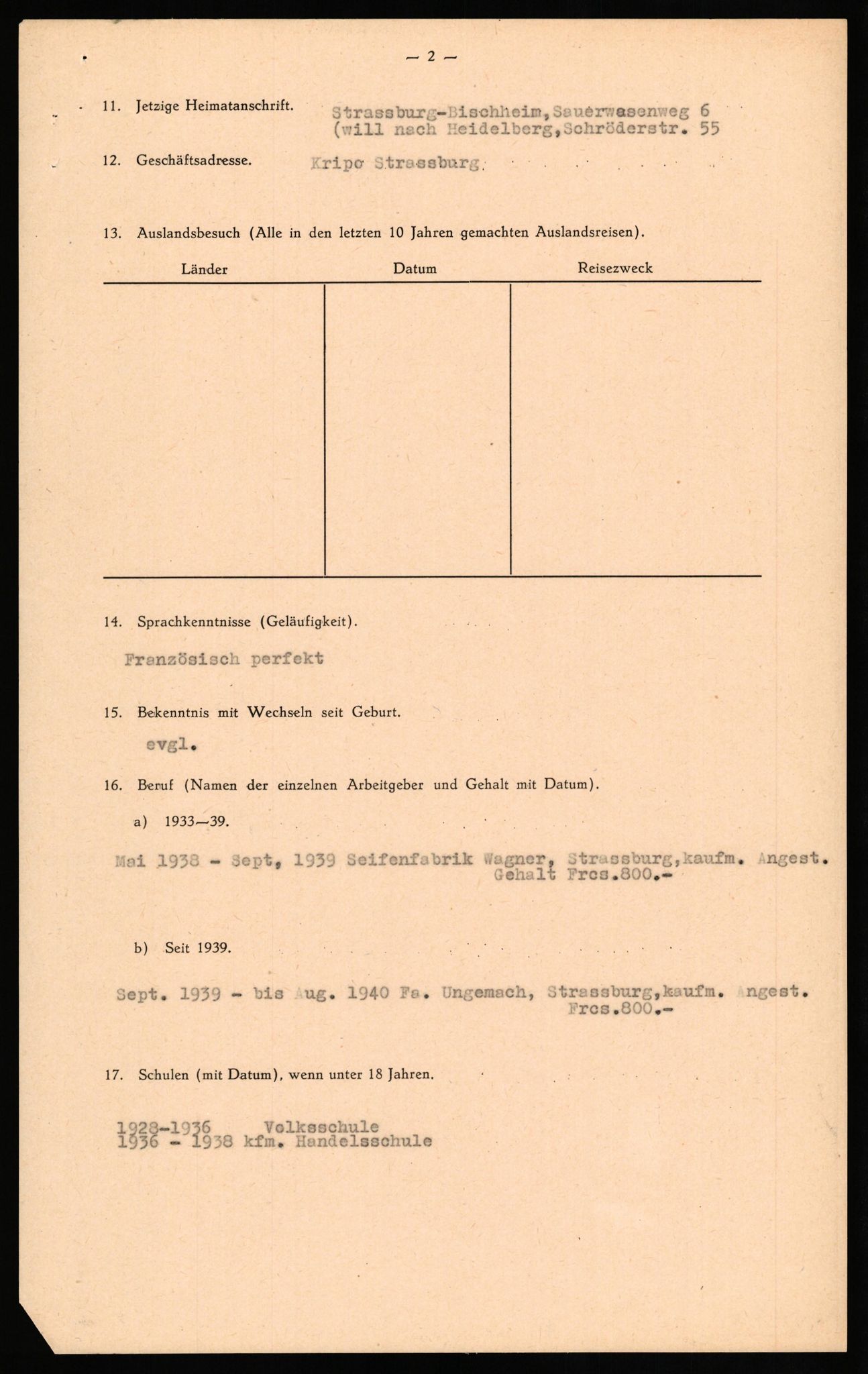Forsvaret, Forsvarets overkommando II, RA/RAFA-3915/D/Db/L0028: CI Questionaires. Tyske okkupasjonsstyrker i Norge. Tyskere., 1945-1946, s. 165